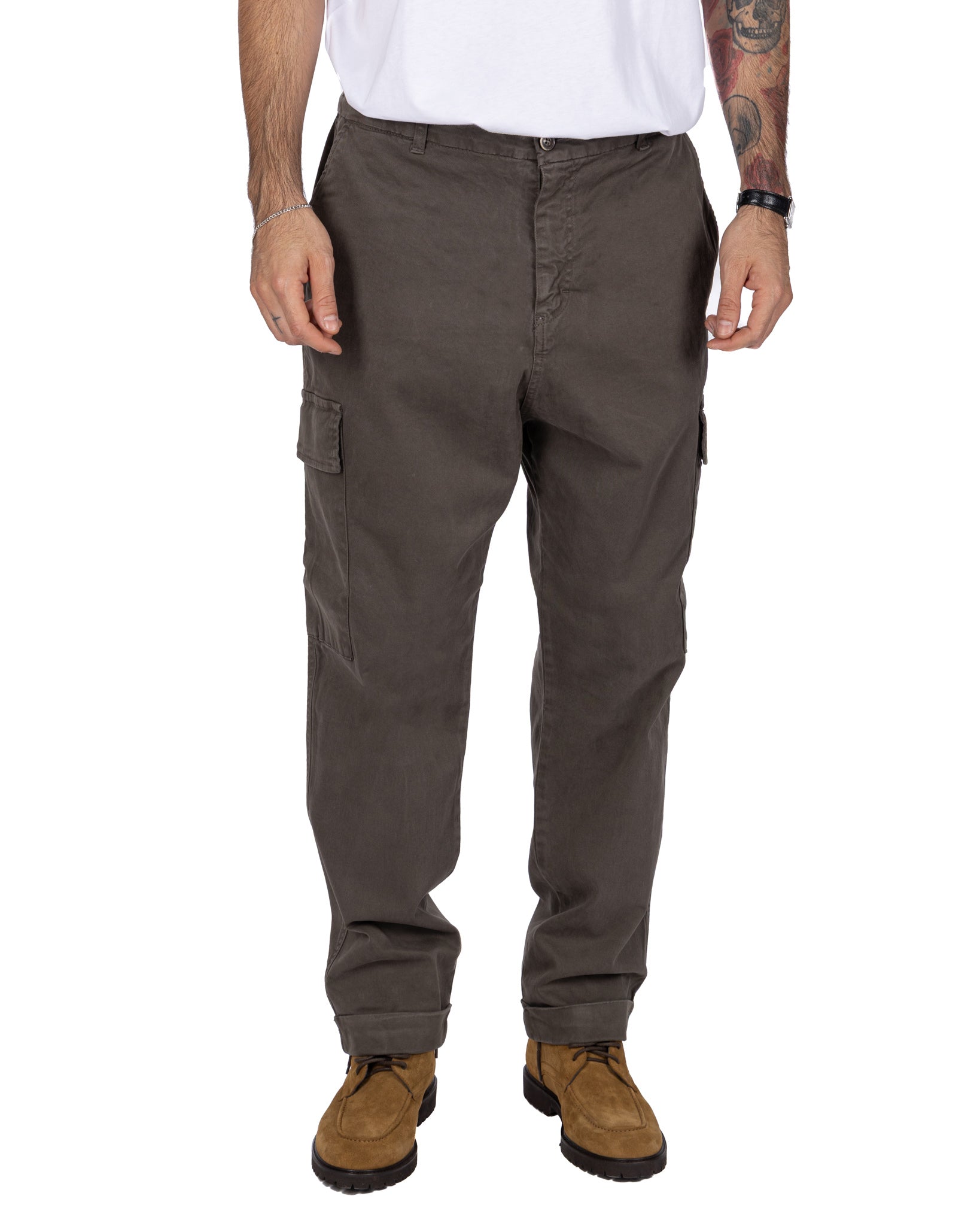 Pantalone cargo Kodak in cotone fango