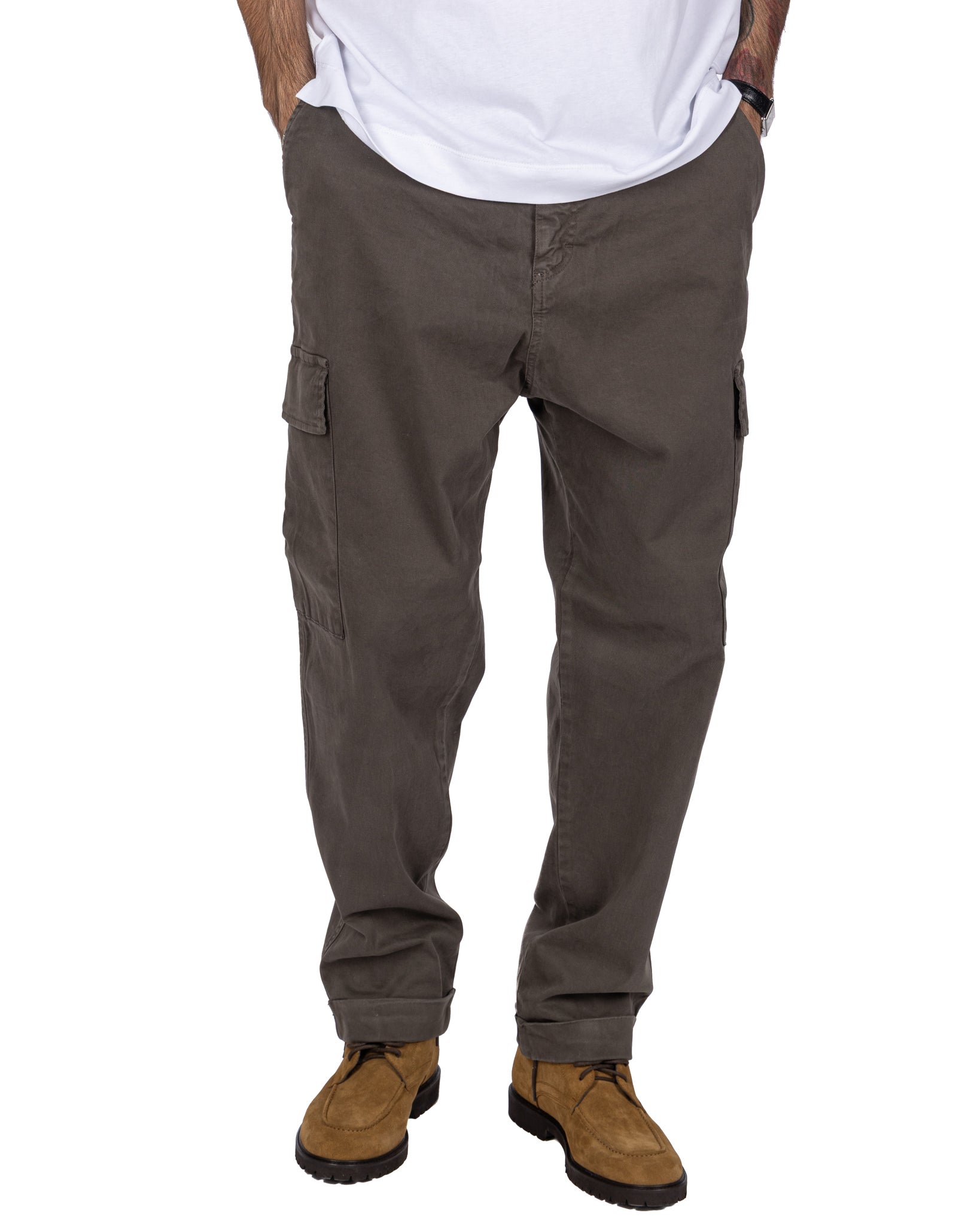 Pantalone cargo Kodak in cotone fango