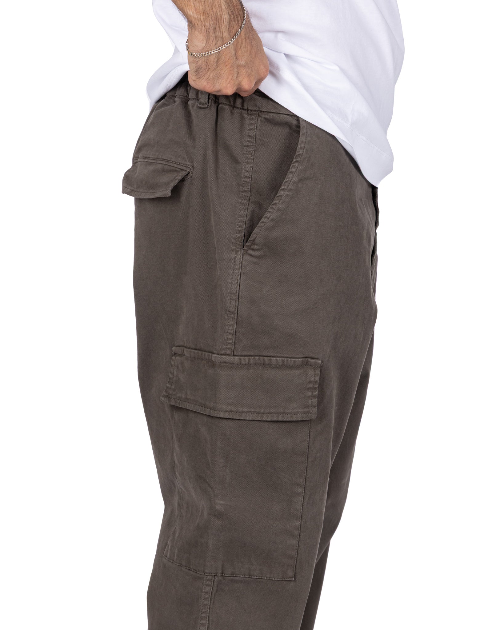 Pantalone cargo Kodak in cotone fango
