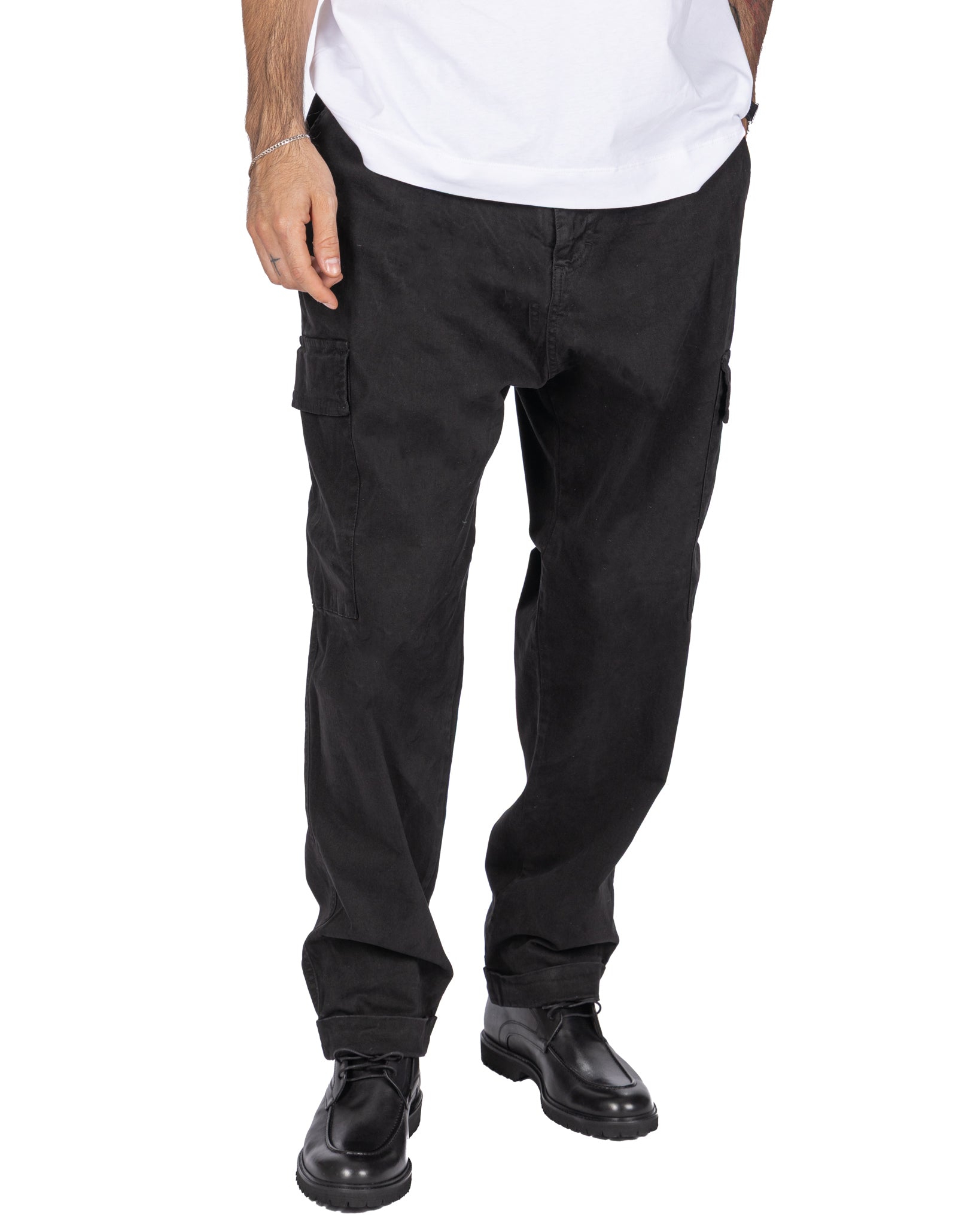 Pantalone cargo Kodak in cotone nero