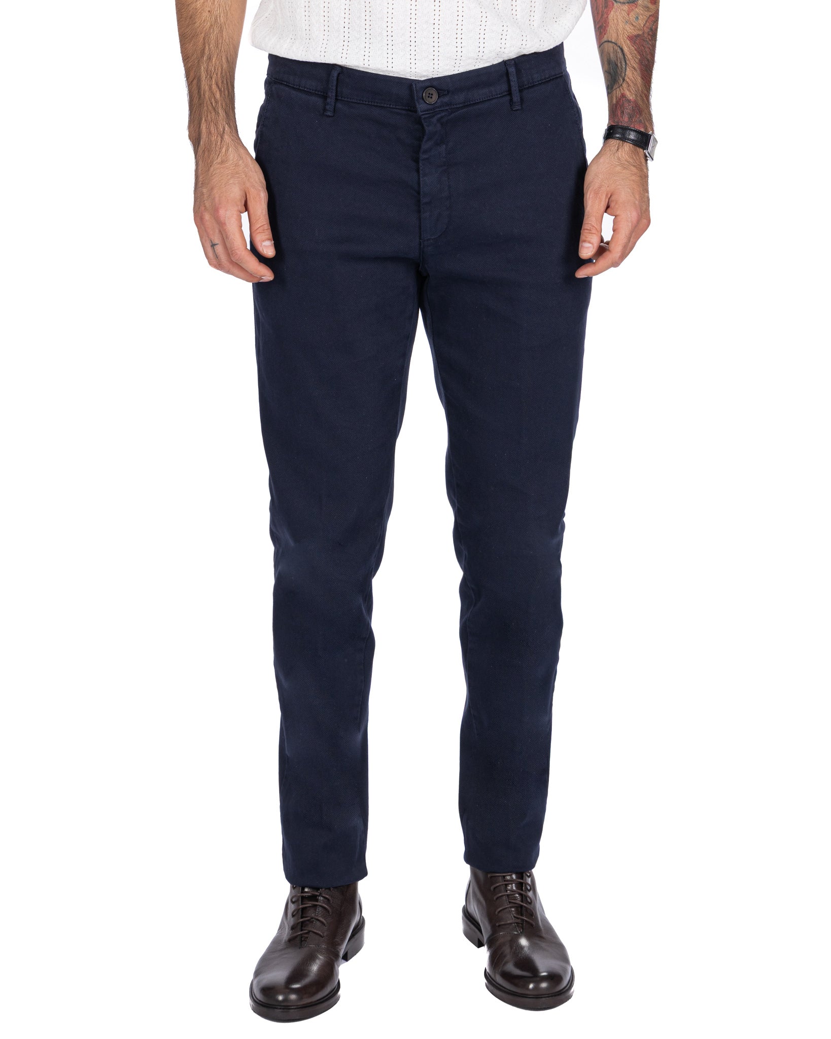 Pantalon Jack en coton texturé bleu