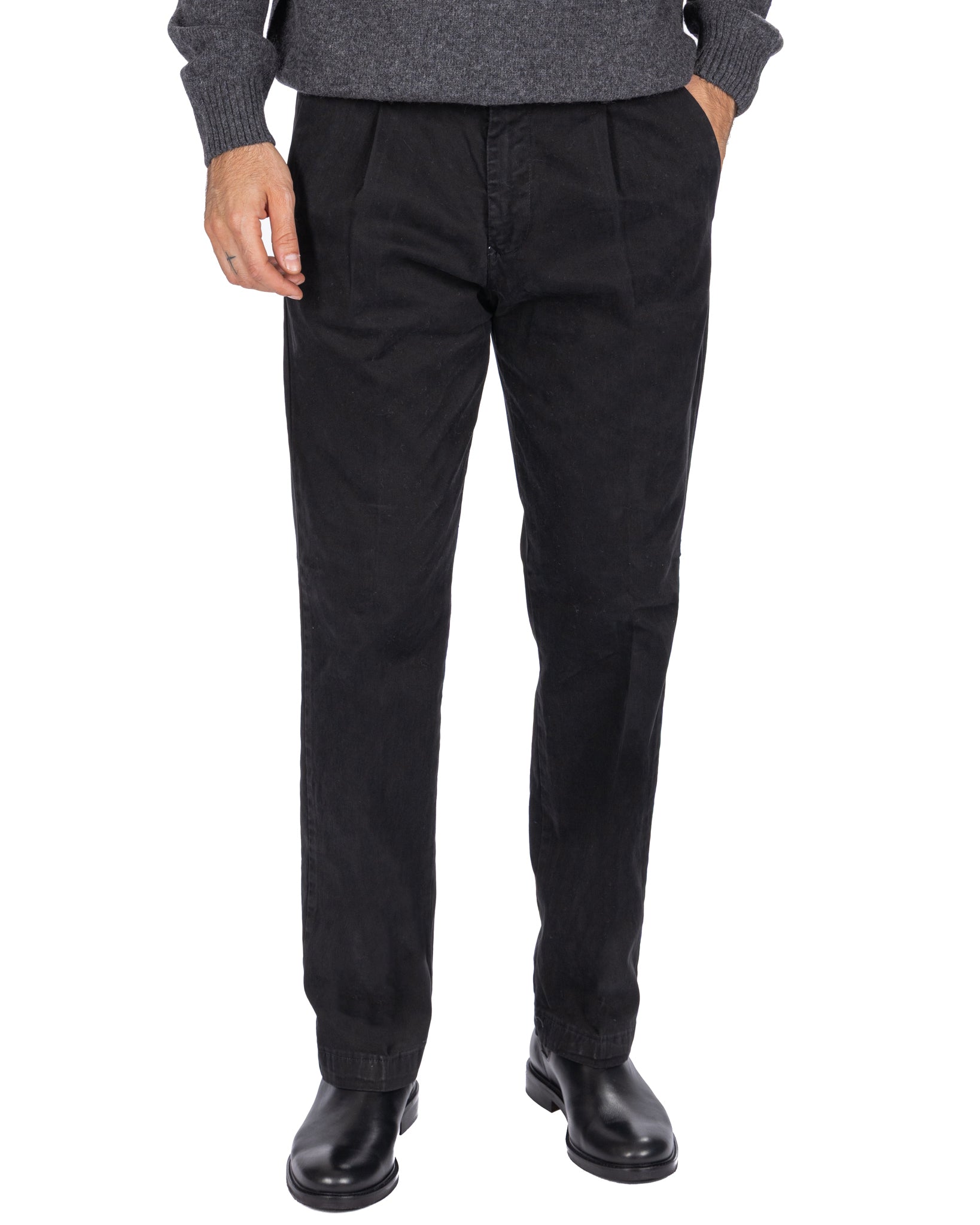 Seath - Pantalon large en coton noir