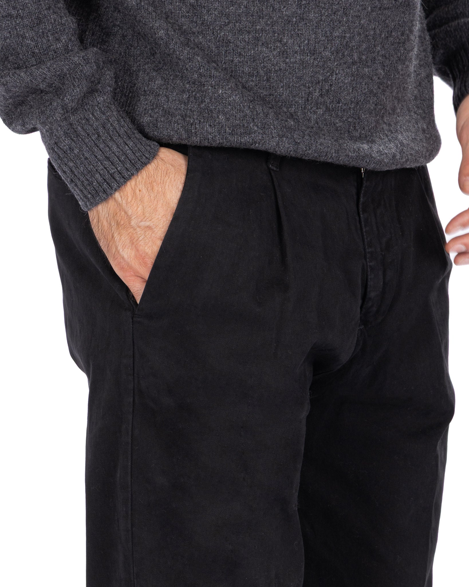 Seath - Pantalon large en coton noir
