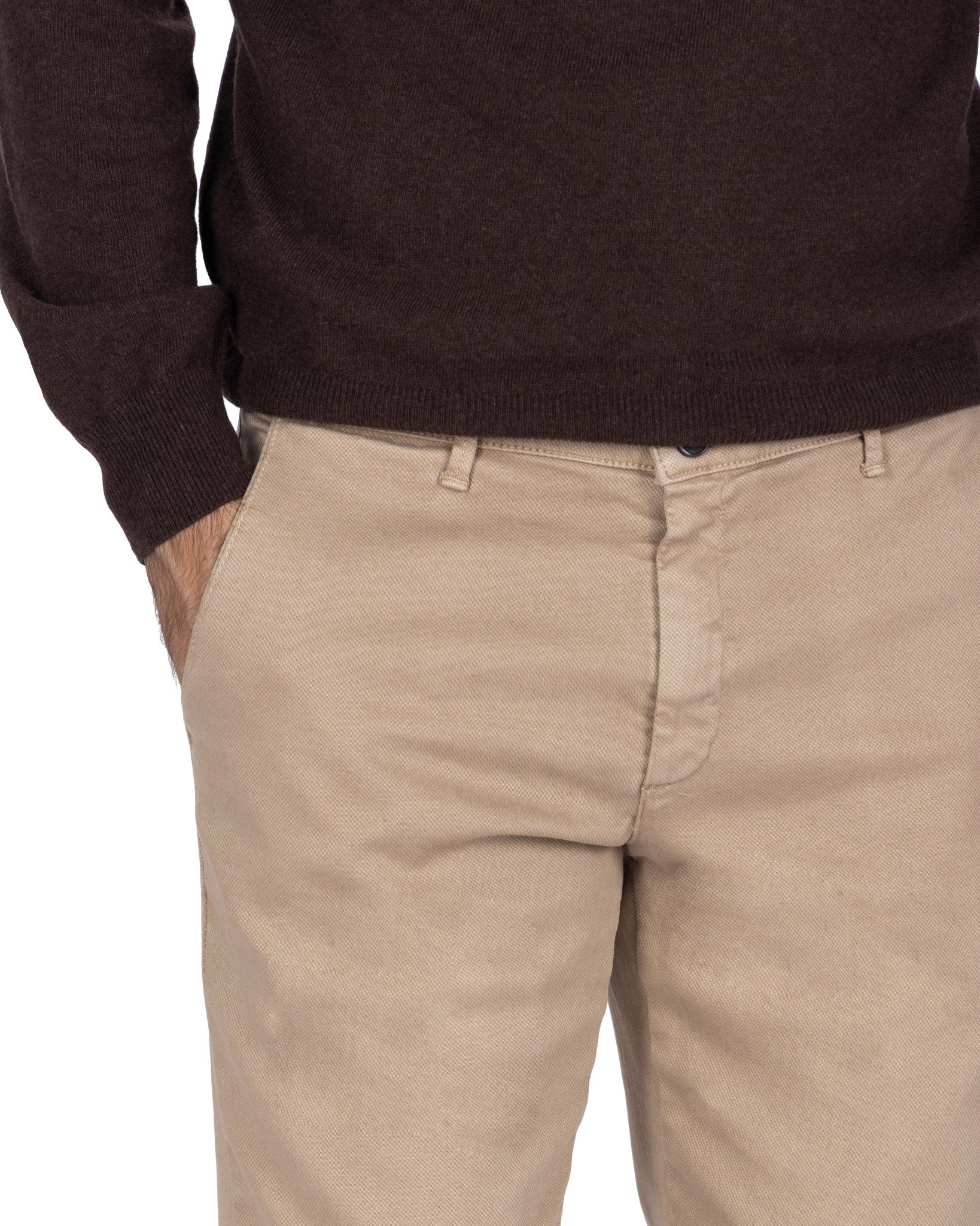 Pantalon Jack en coton texturé beige