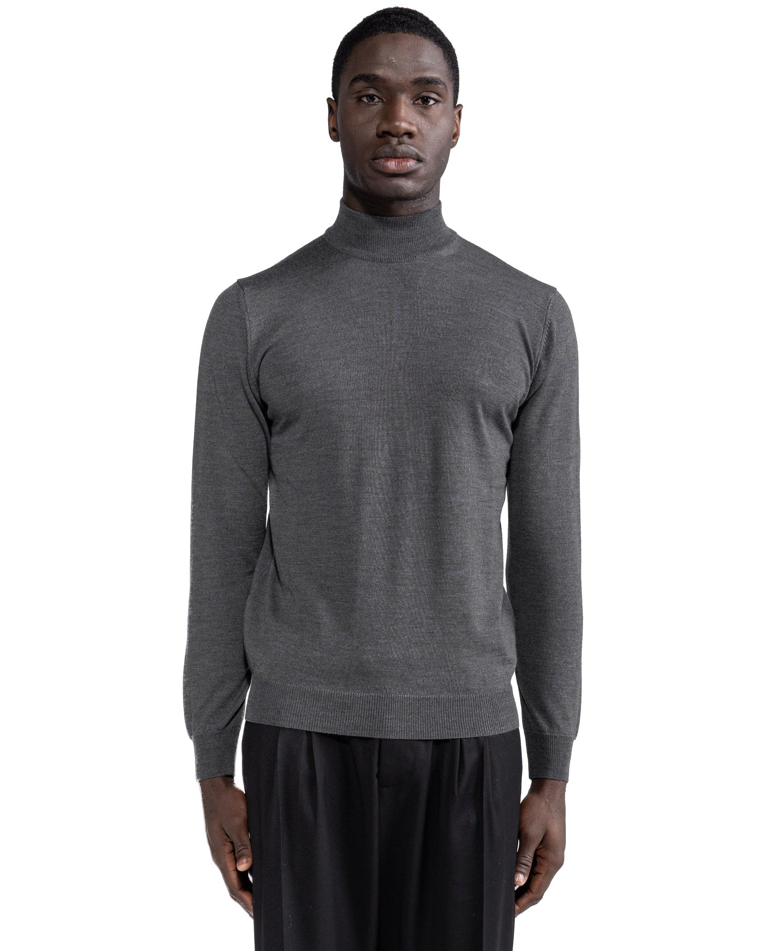 Ancona polo shirt in grey Tollegno wool