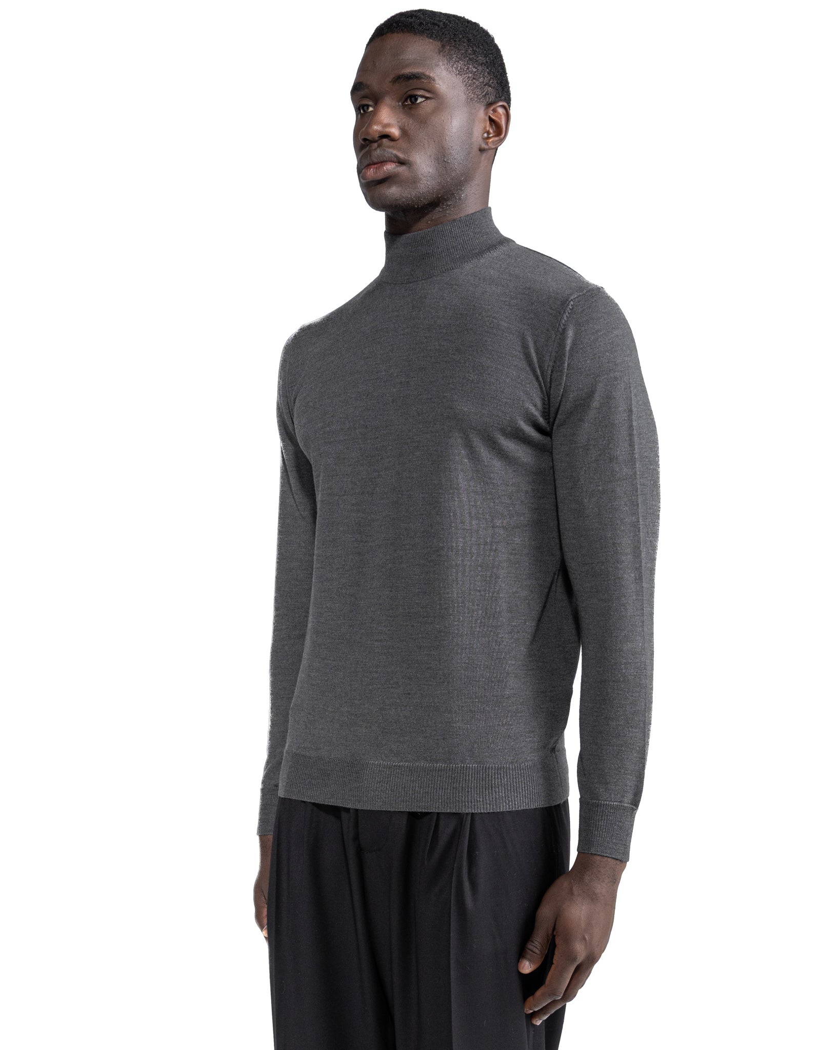 Ancona polo shirt in grey Tollegno wool