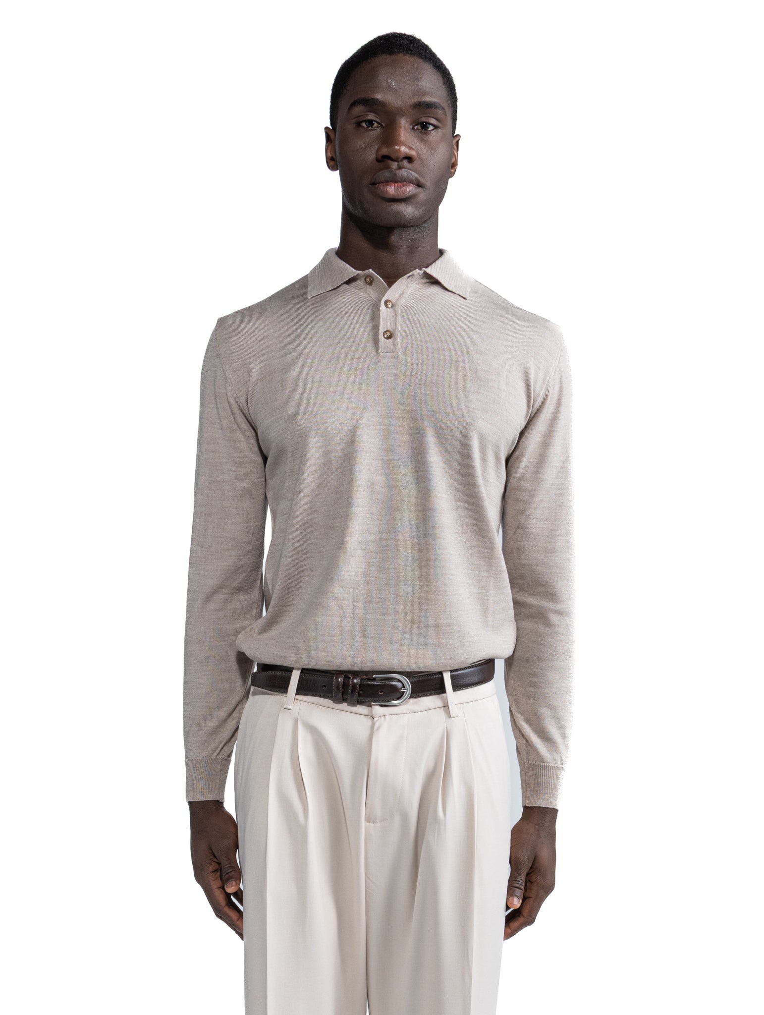 Polo Rovigo in Tollegno wool sand