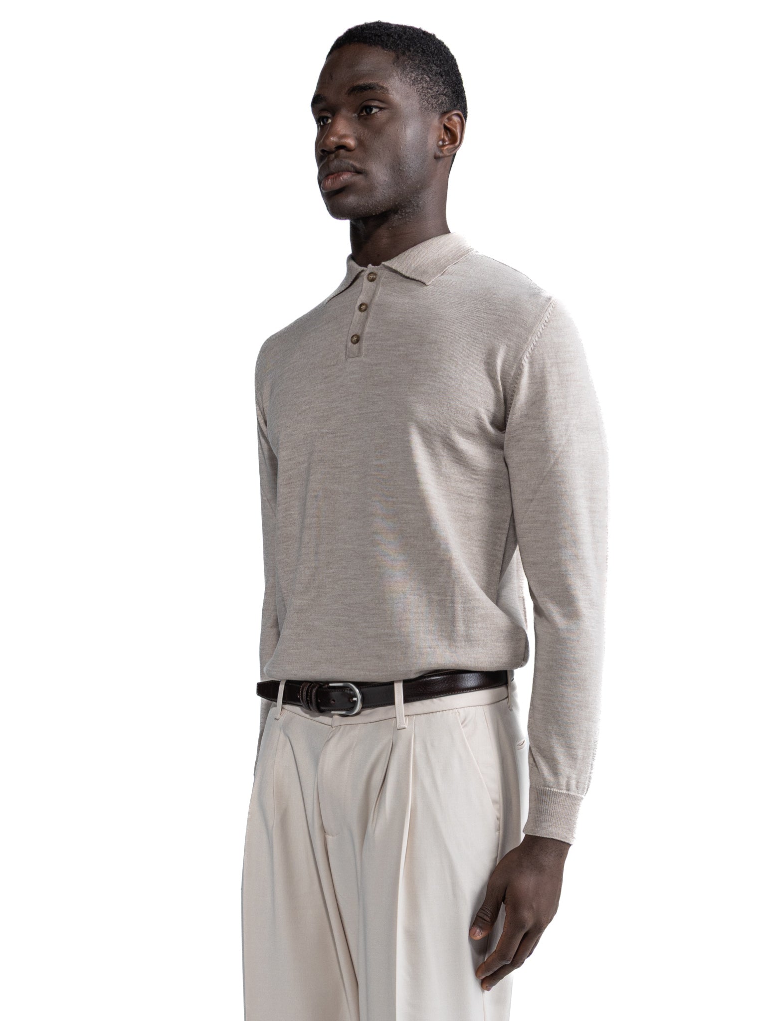 Polo Rovigo in Tollegno wool sand