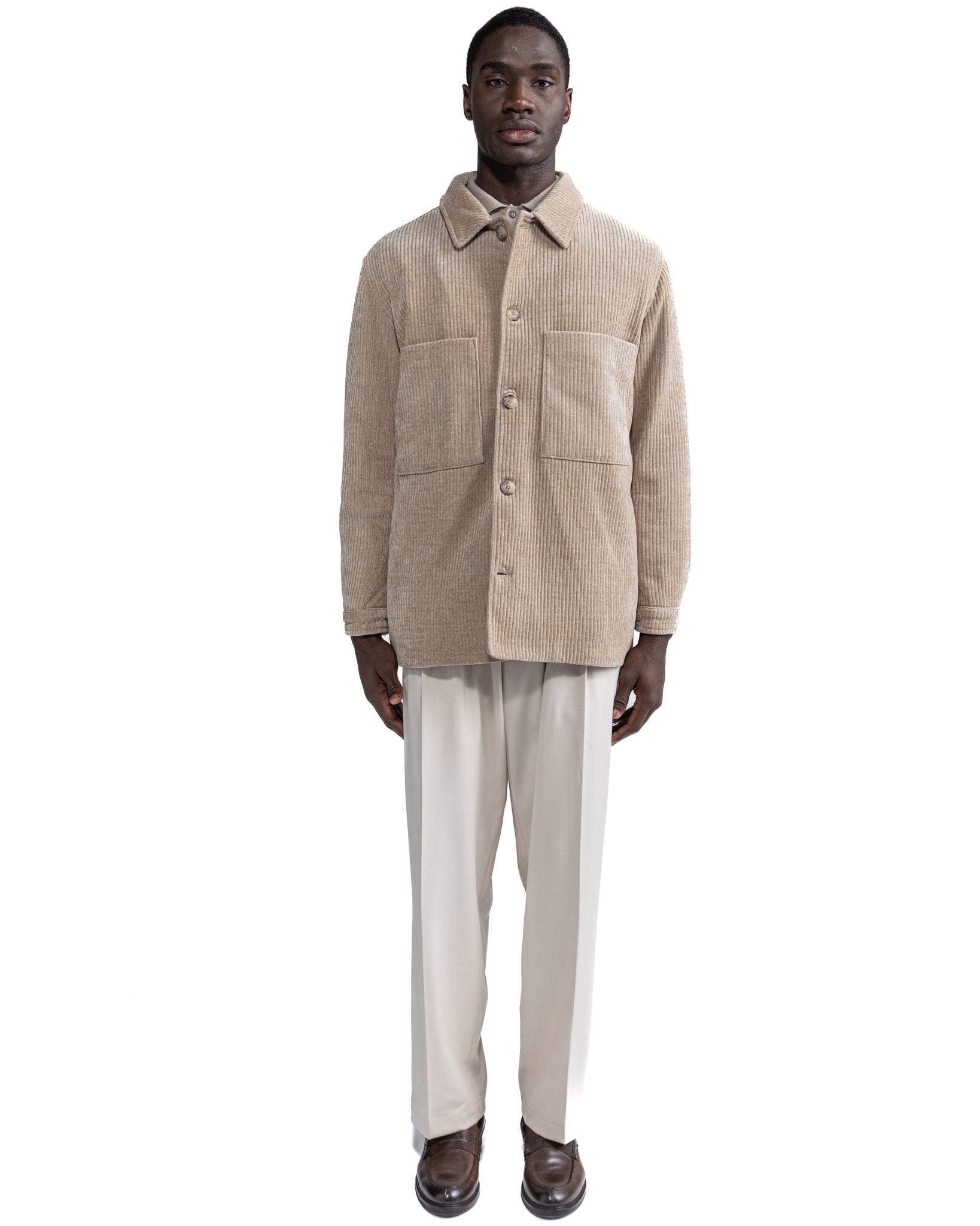 Veste oversize Jeremie en velours beige