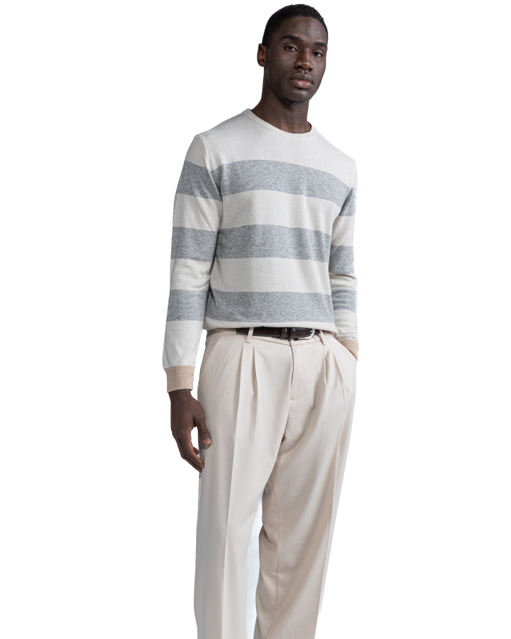 Pull ras du cou Lens Diamond en mélange de cachemire gris