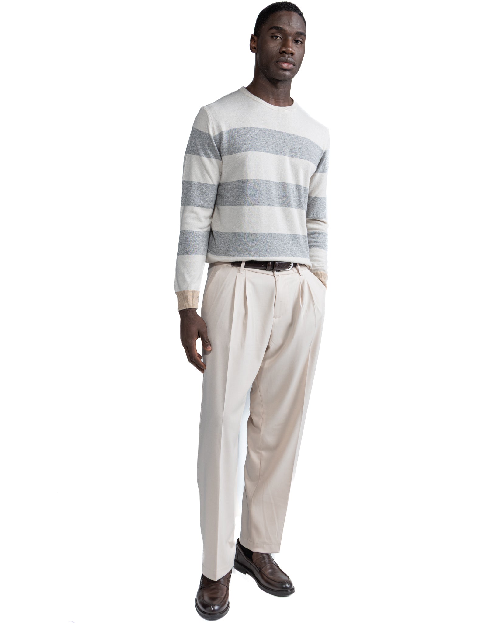 Pull ras du cou Lens Diamond en mélange de cachemire gris