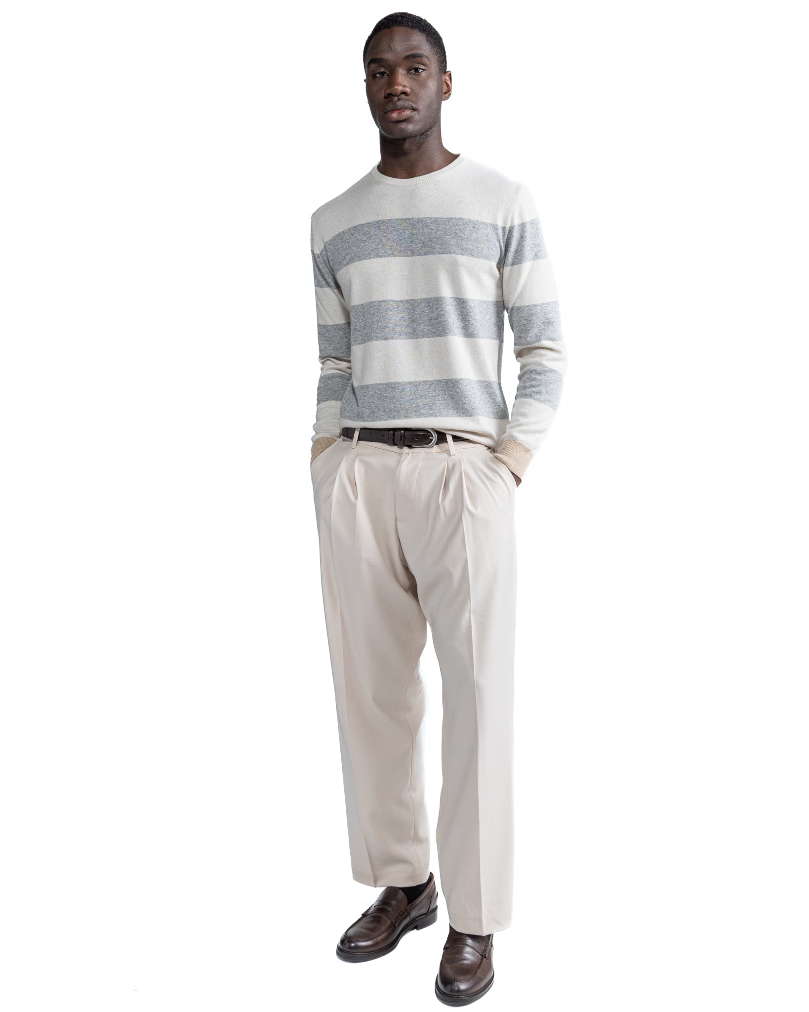 Pull ras du cou Lens Diamond en mélange de cachemire gris