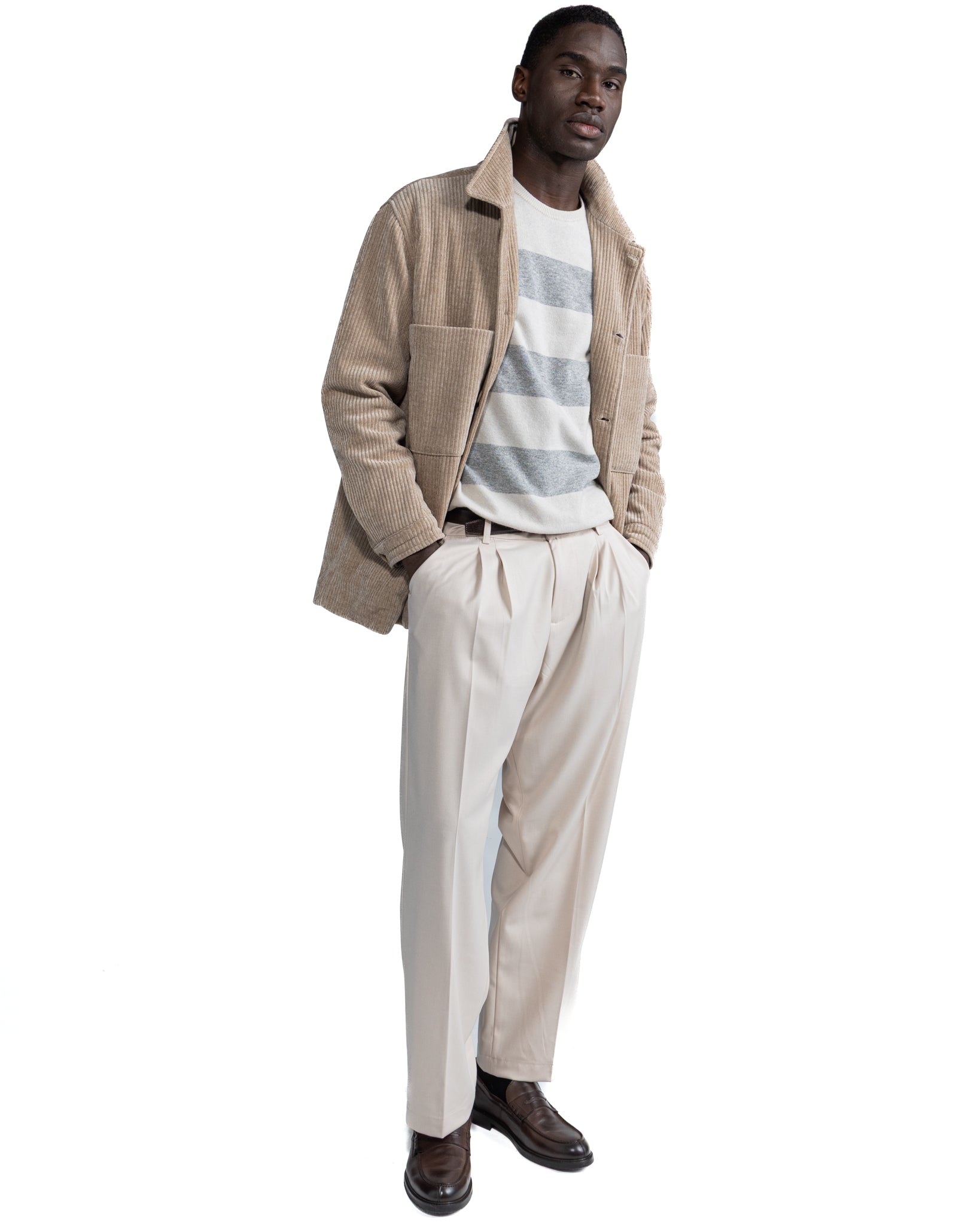 Veste oversize Jeremie en velours beige