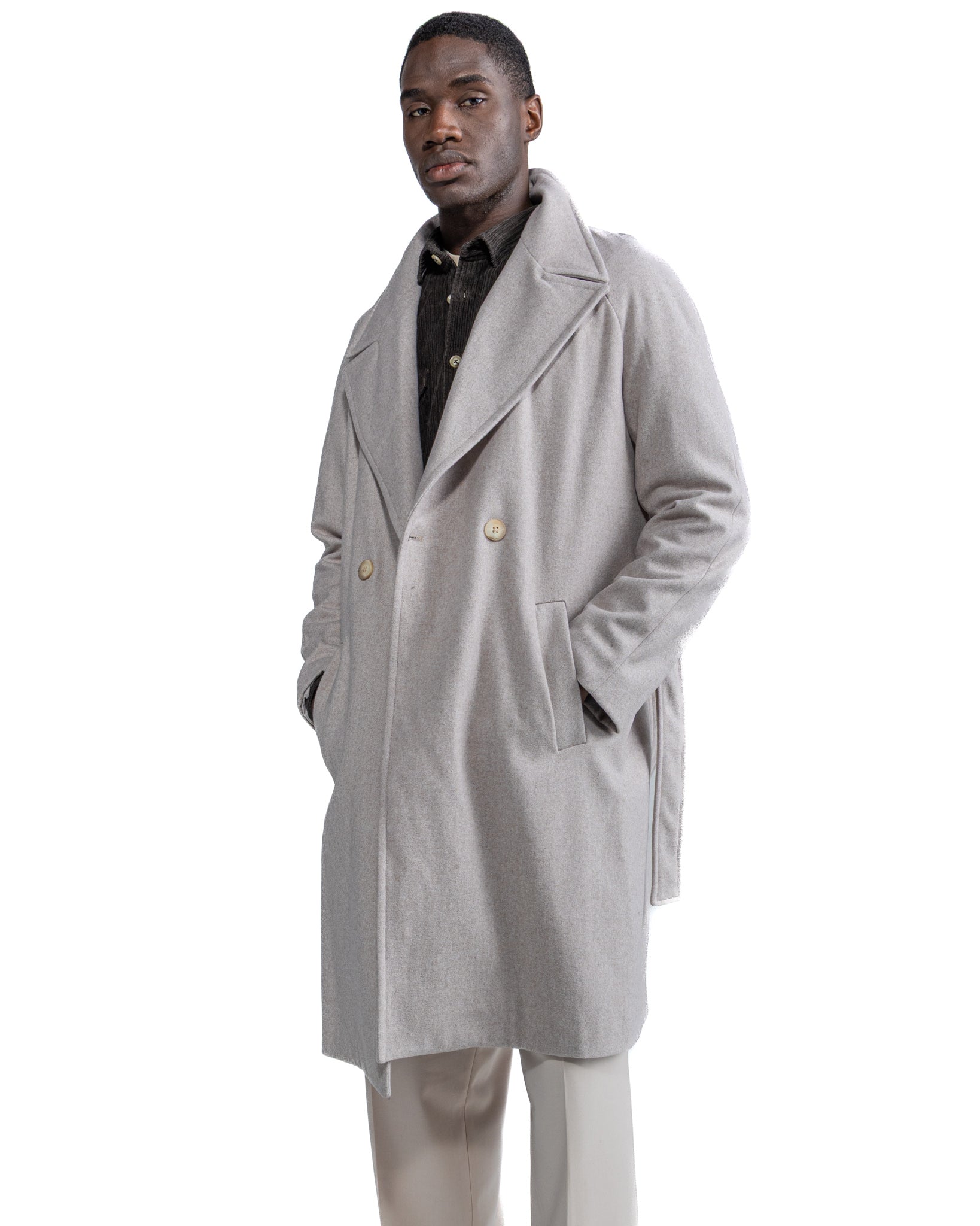 Manteau long Freud en flanelle beige