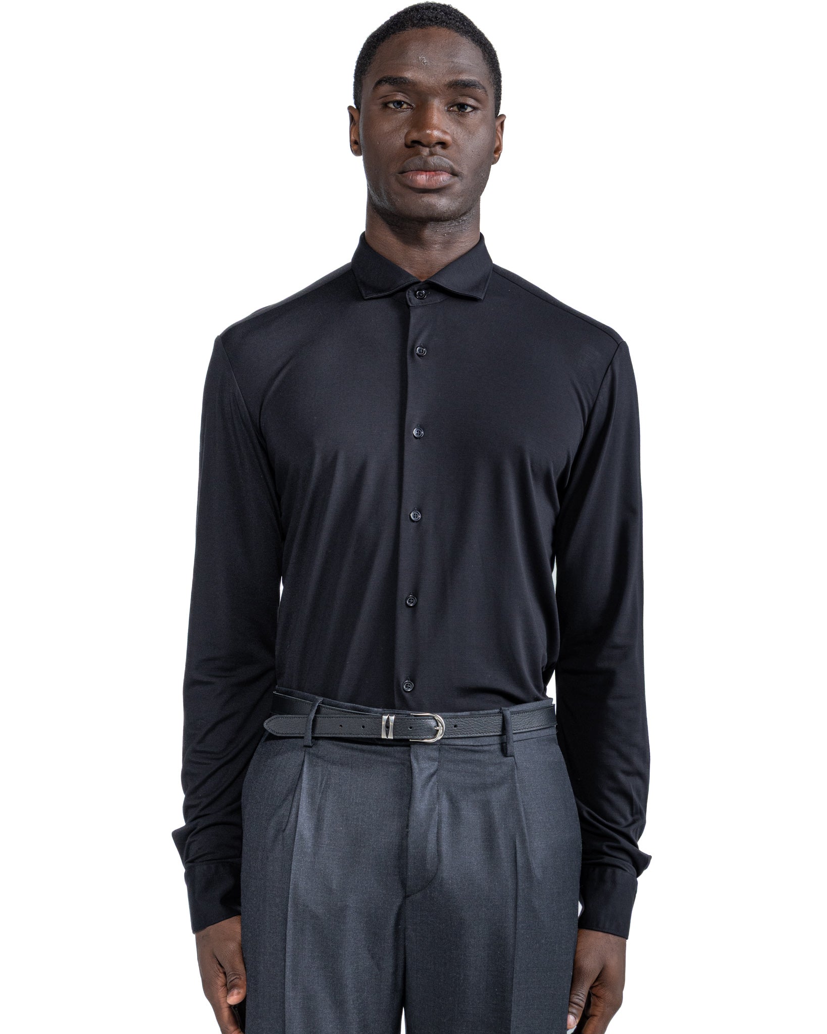 Radice shirt in black jersey
