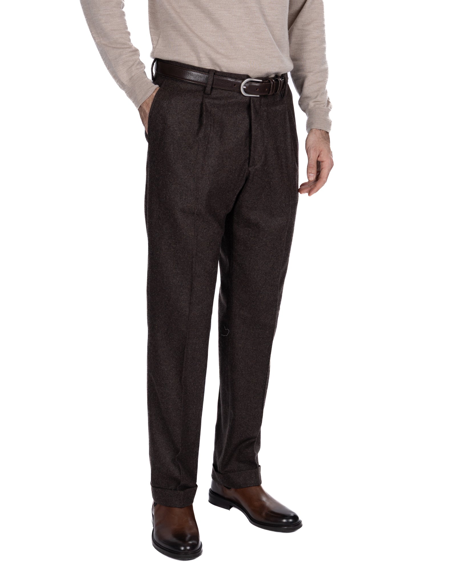 Nikon dark brown flannel trousers