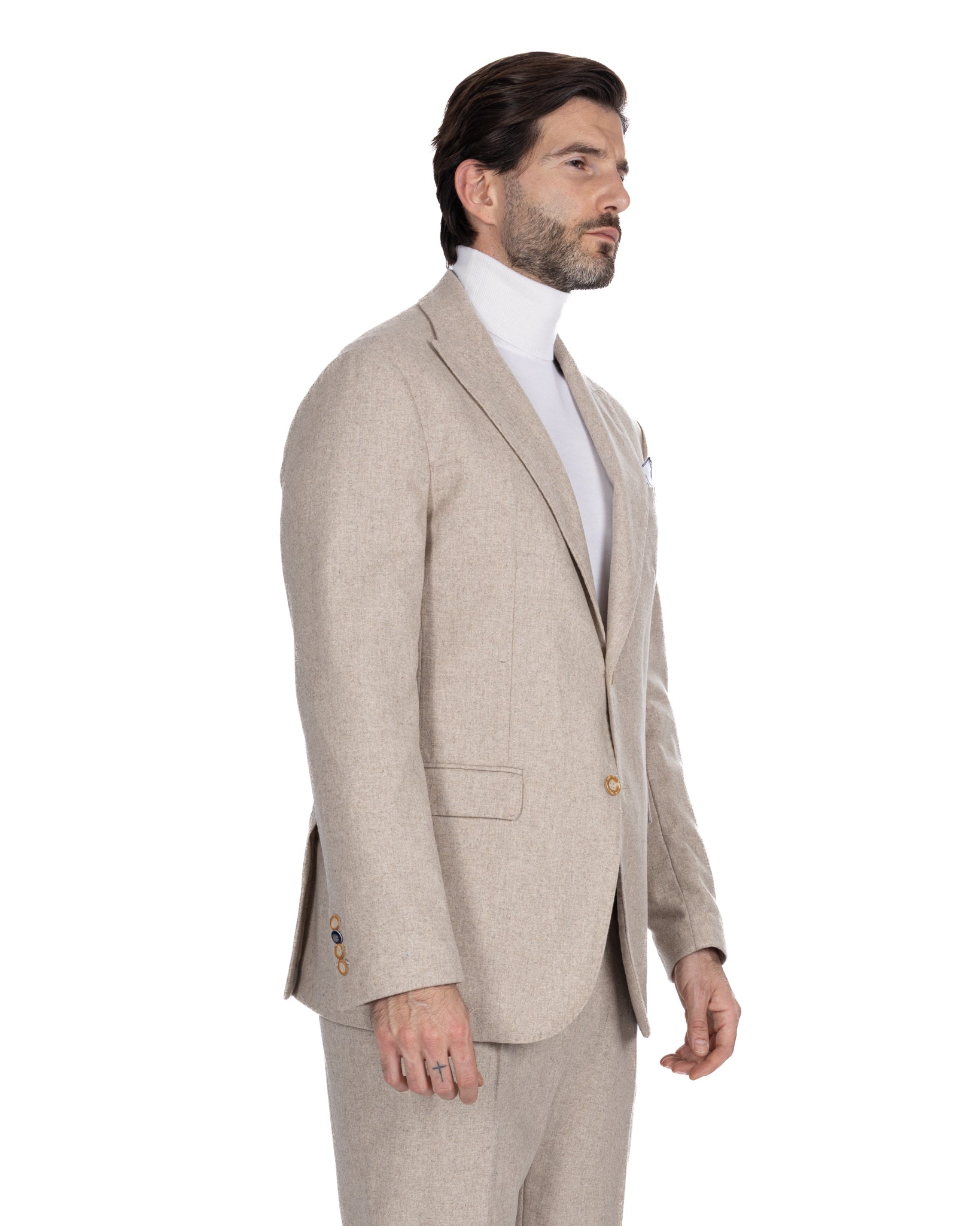 Robe en flanelle beige Olympus