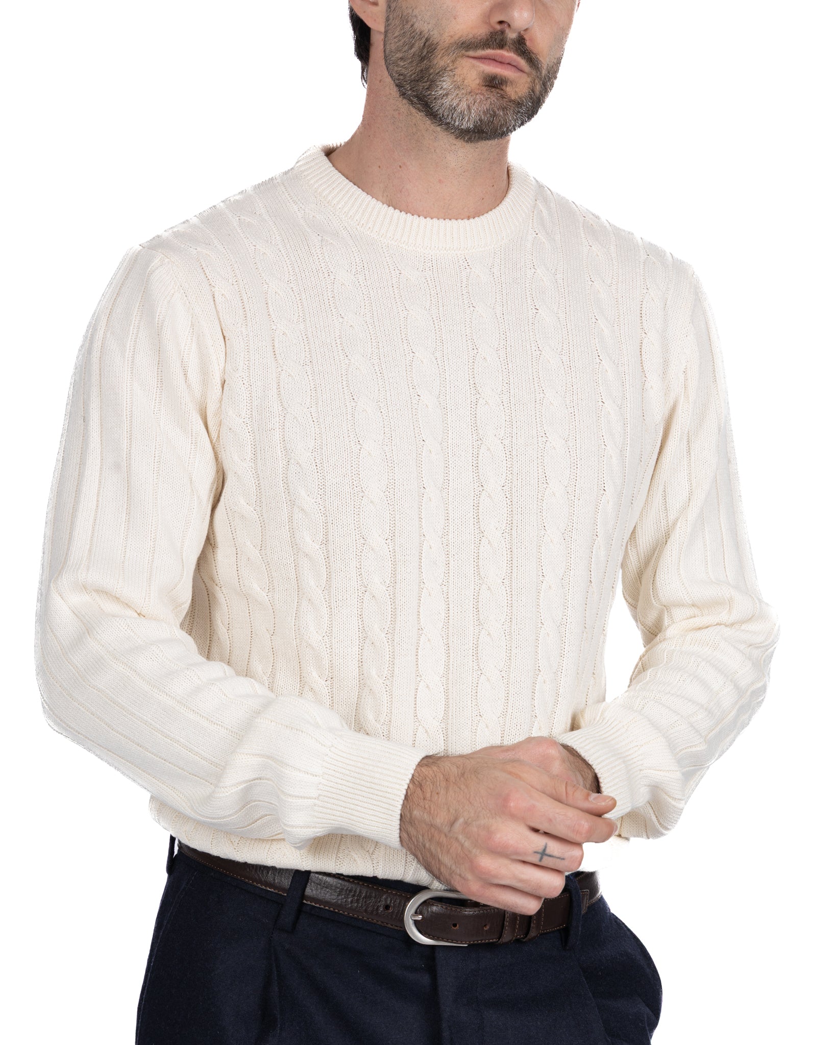 Girocollo Tambora a trecce panna