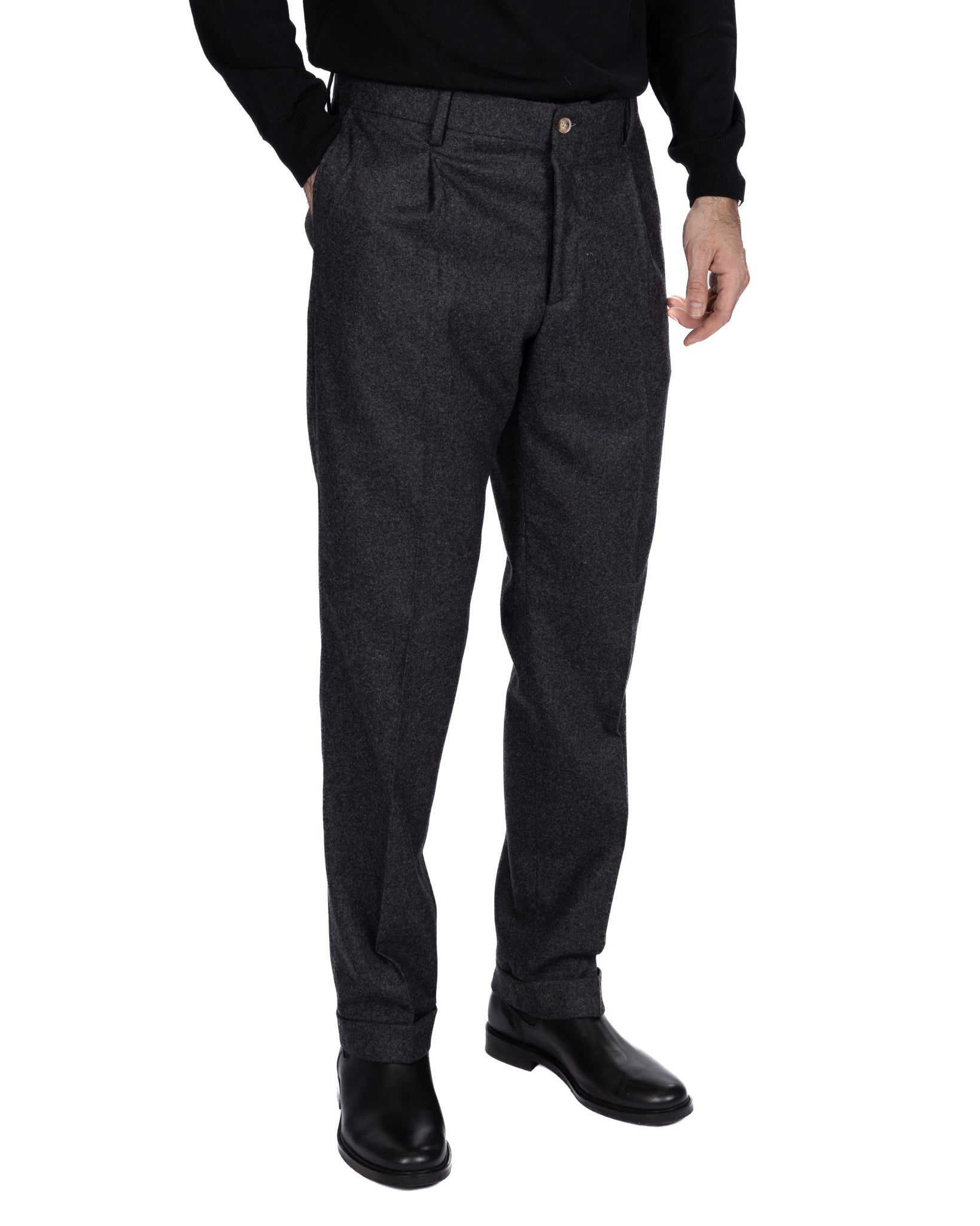 Robe Olympus en flanelle anthracite