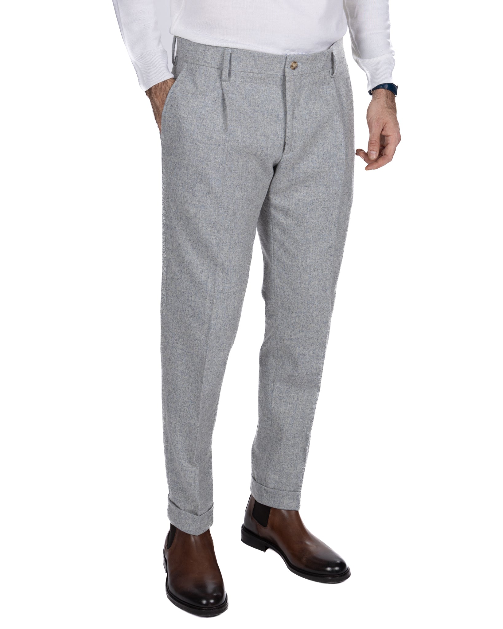 Leica Band Pants in Grey Flannel
