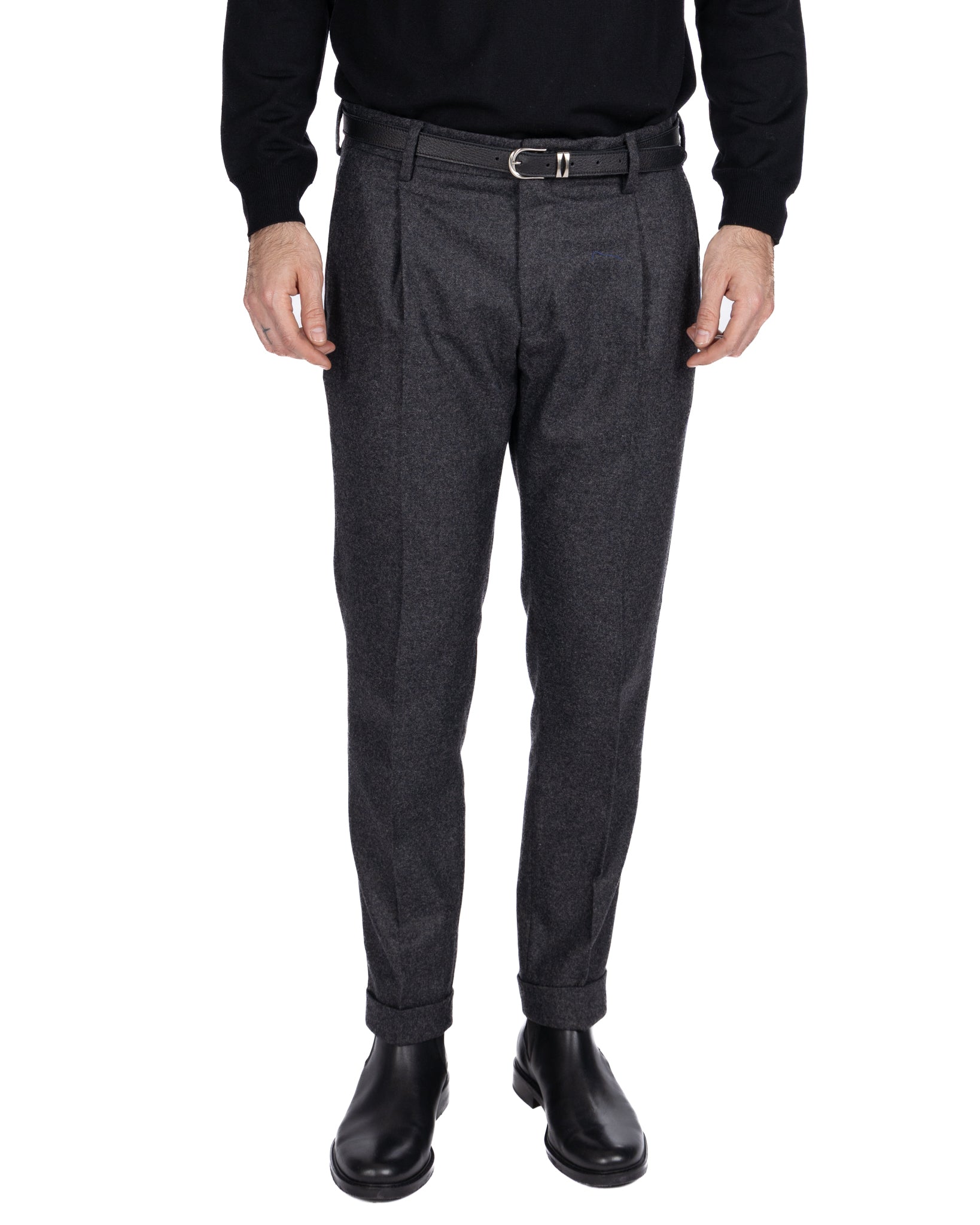 Leica Band Trousers in Anthracite Flannel