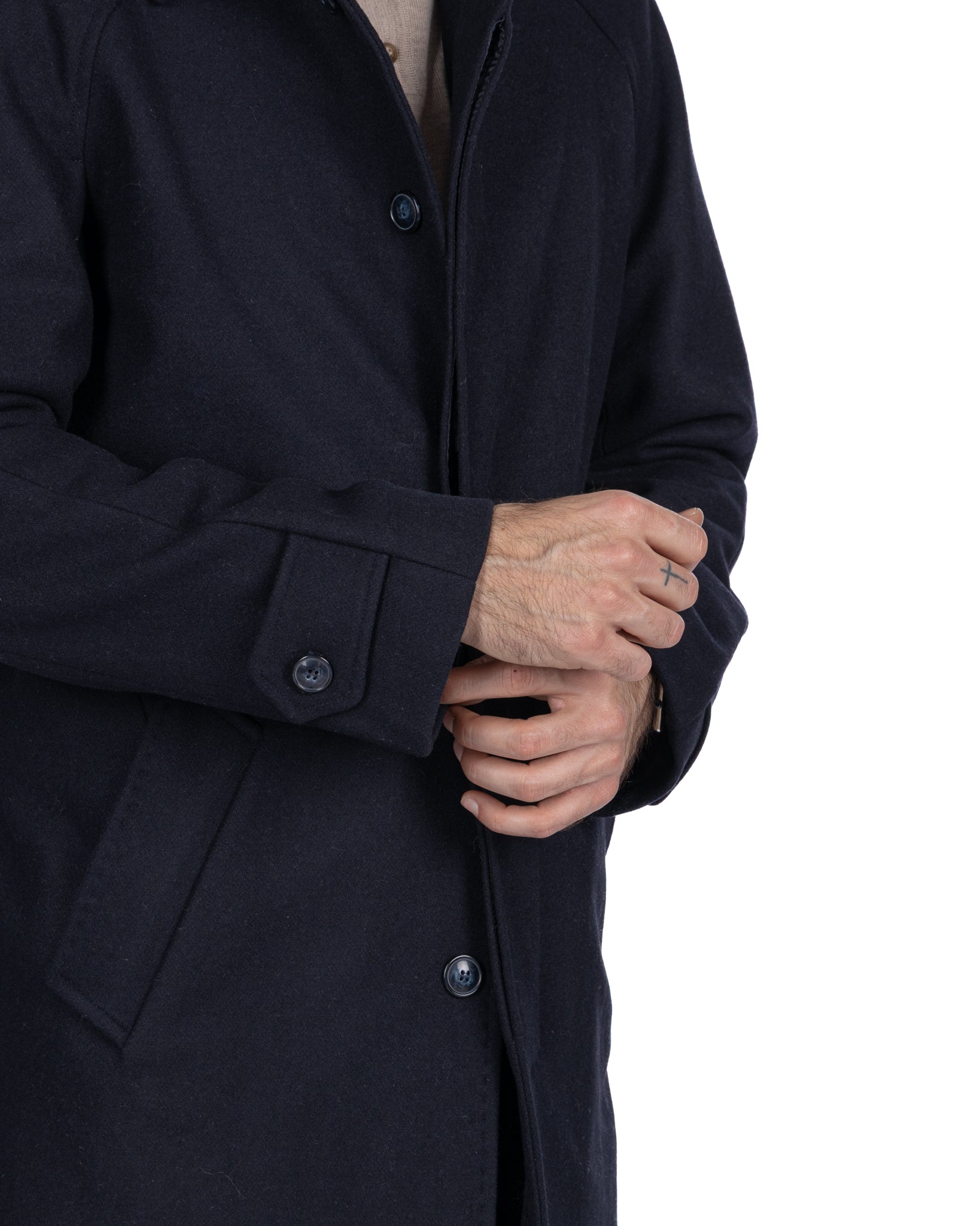 Dimitri long coat in blue flannel