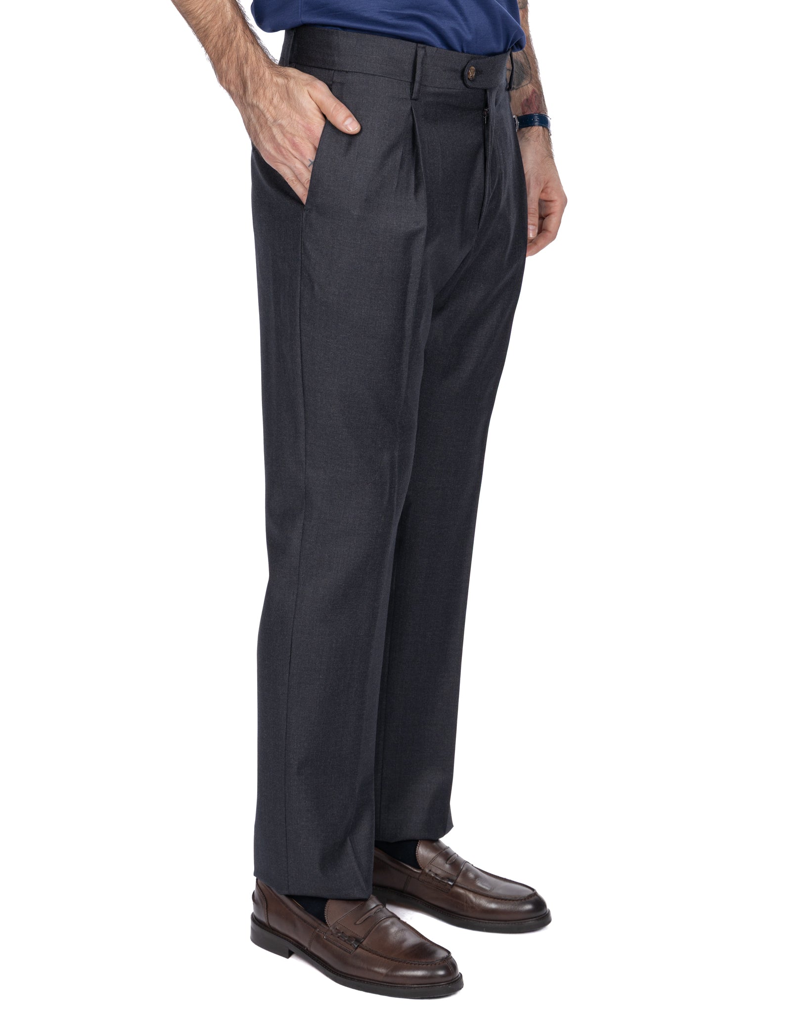 Staten wool trousers Canonico anthracite