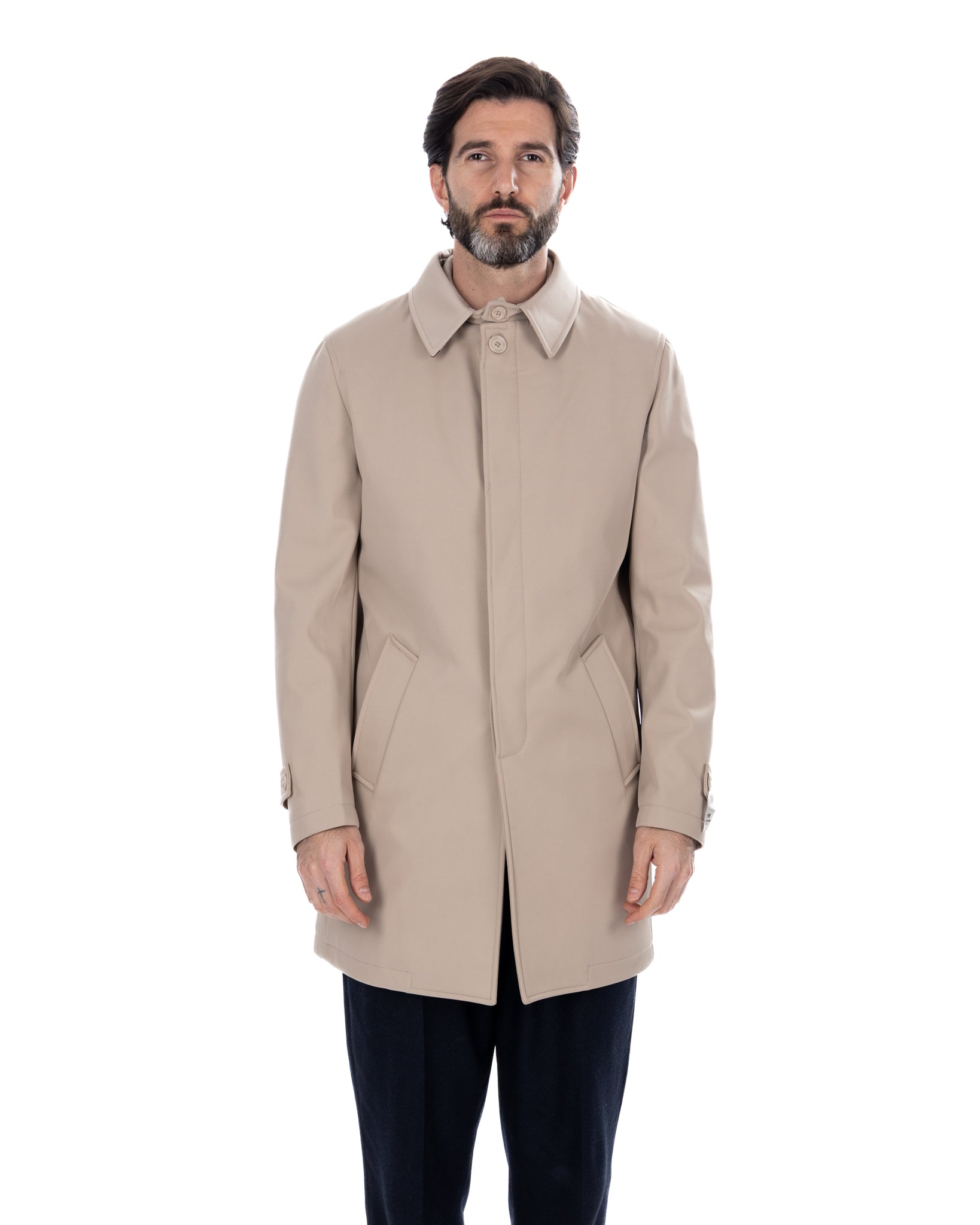 Tyler technical quilted trench coat in beige