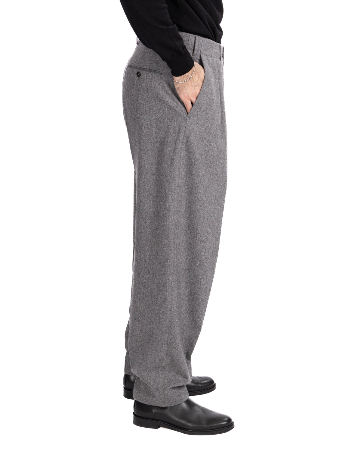 Grey Canonico flannel oversized trousers