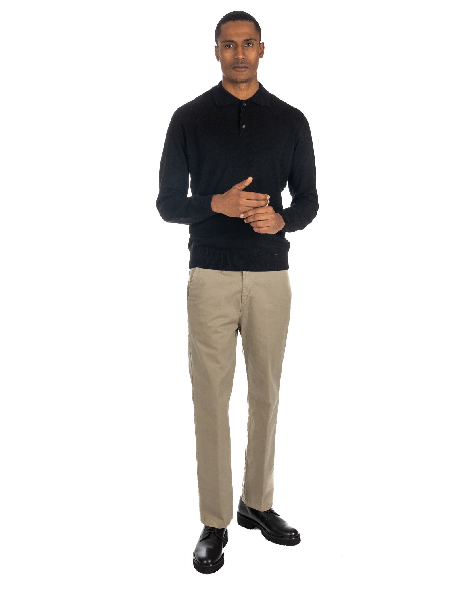 Tiger - black cashmere blend polo shirt