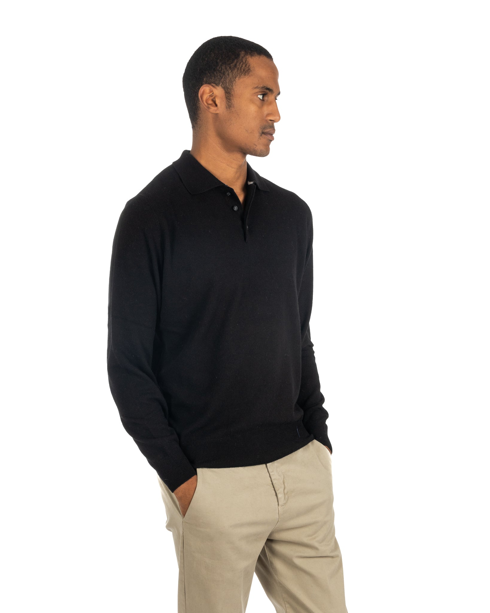 Tiger - black cashmere blend polo shirt