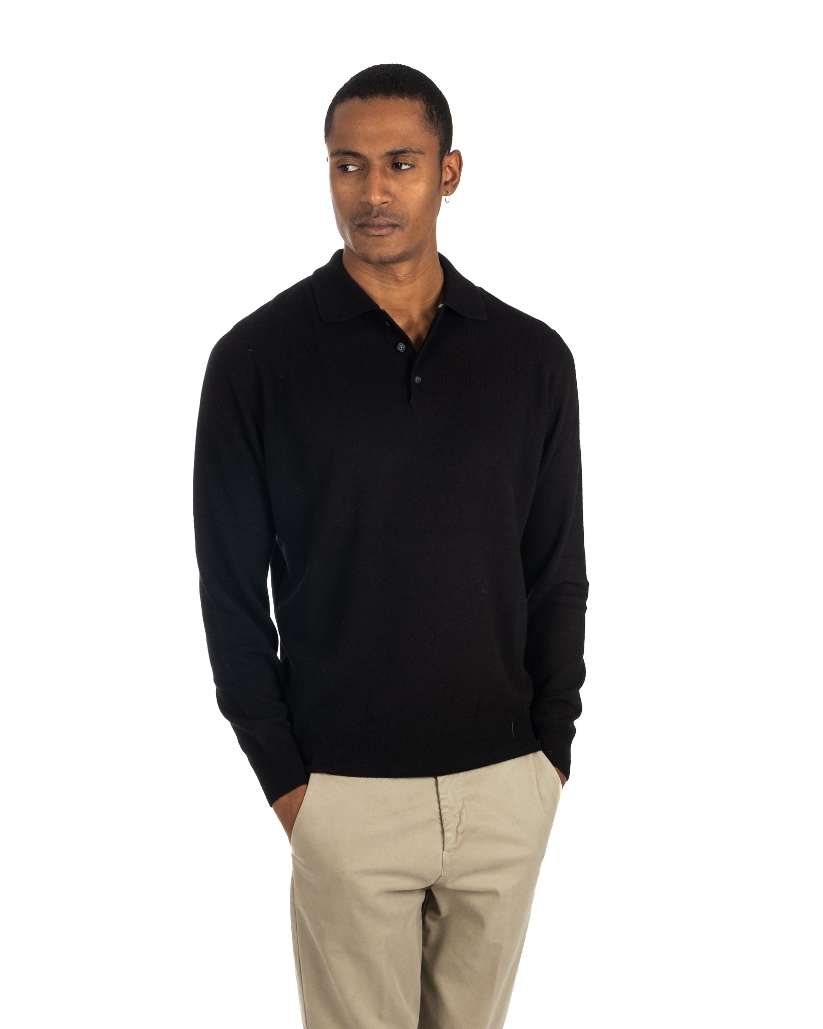 Tiger - black cashmere blend polo shirt