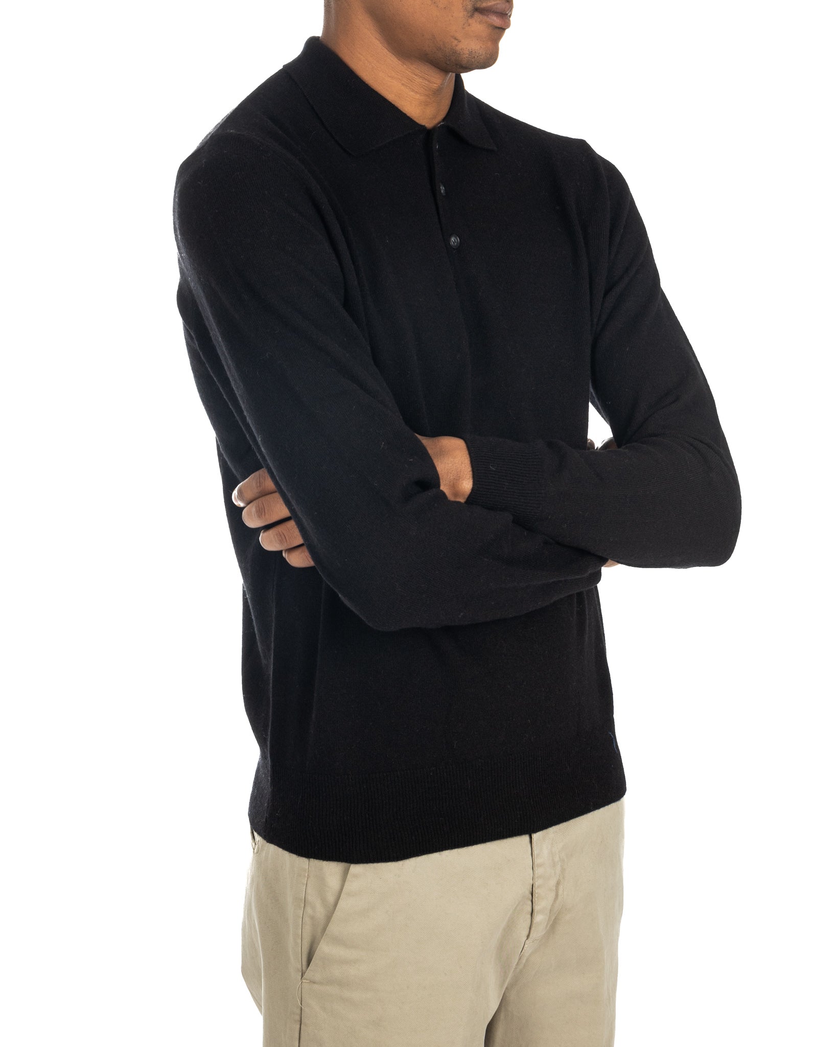 Tiger - black cashmere blend polo shirt