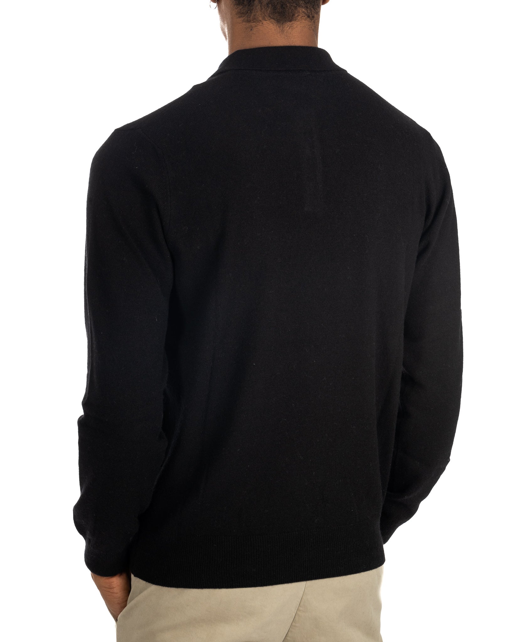 Tiger - black cashmere blend polo shirt