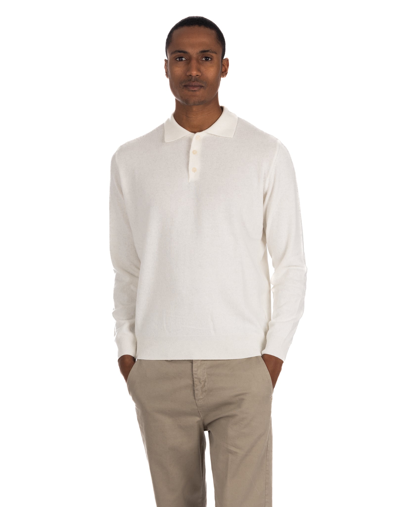 Tiger - cream polo shirt in cashmere blend