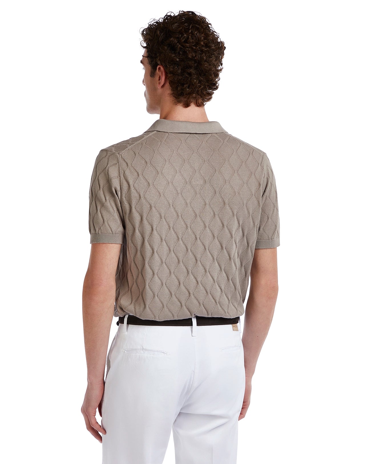 Polo Peter a onde in maglia beige
