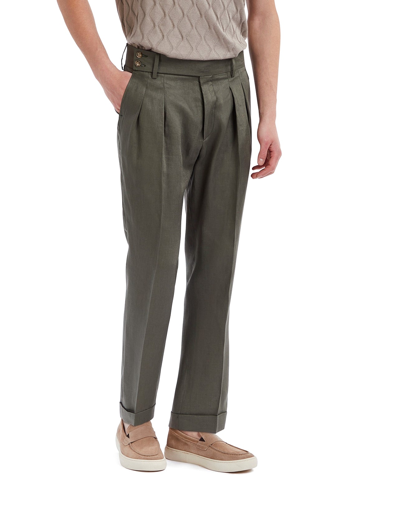 Pantalone Cargese in puro lino militare