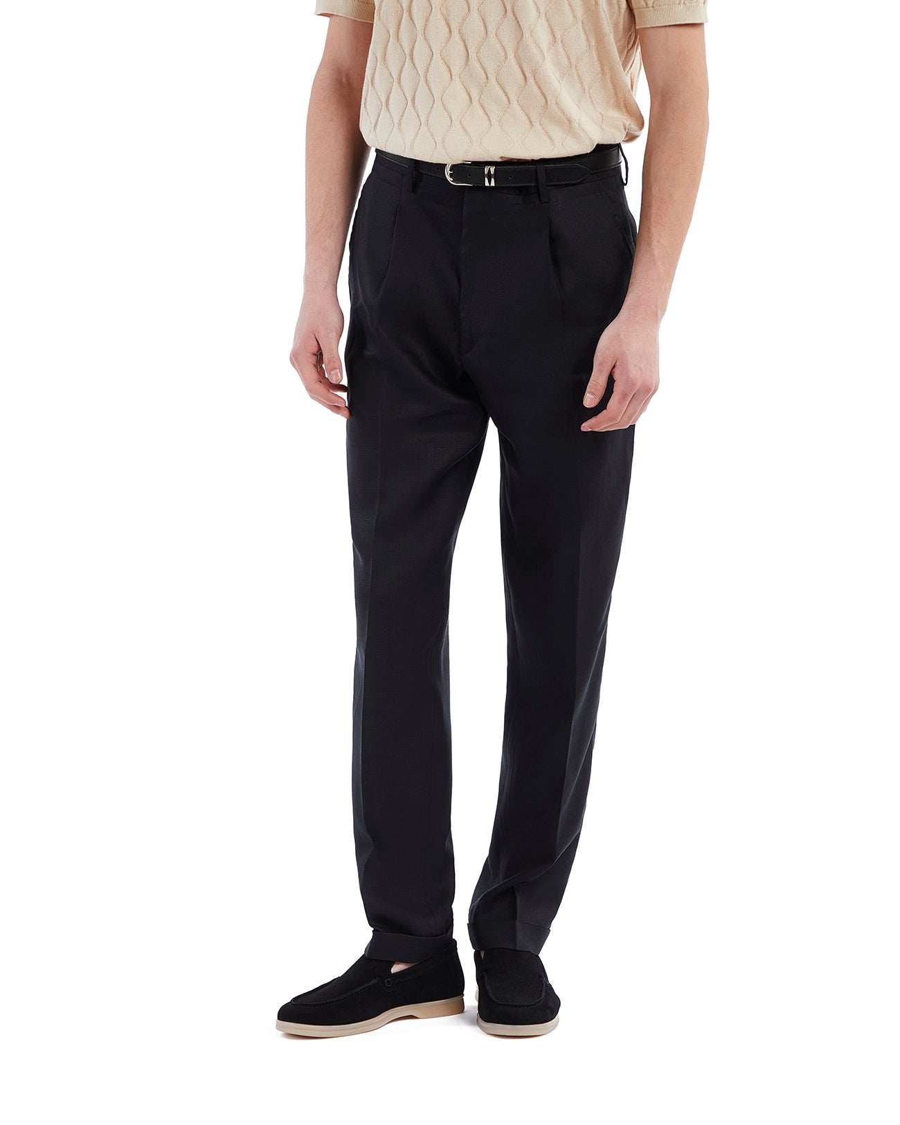 Piana trousers in pure black linen