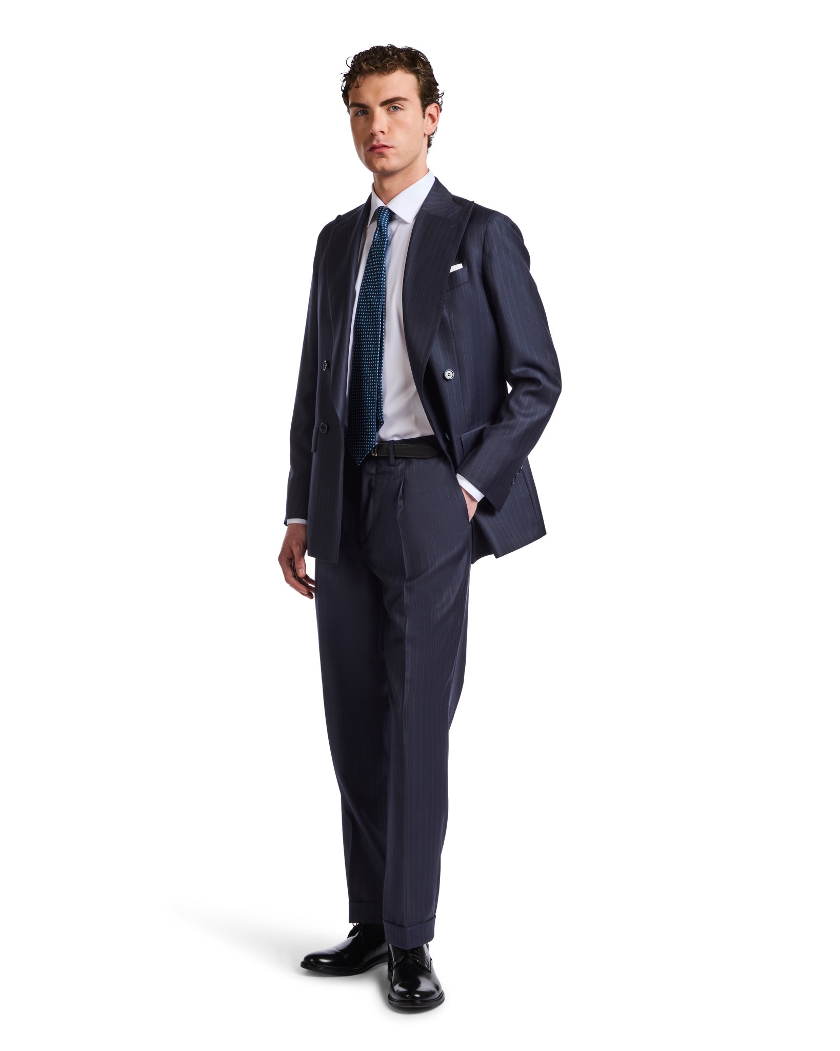 Vatange Drago blue pinstripe suit