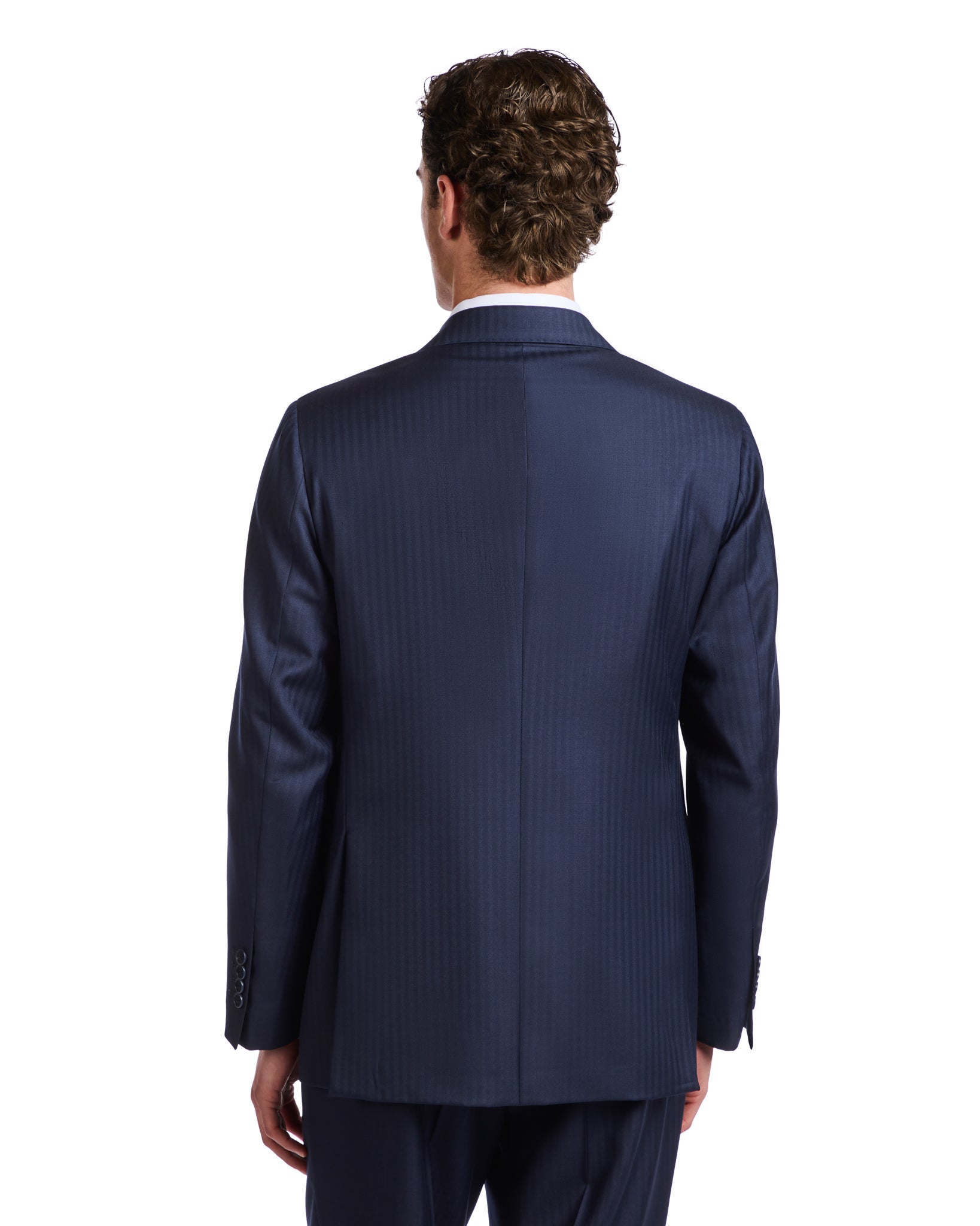 Perennial Vitale Barberis Canonico blue herringbone dress