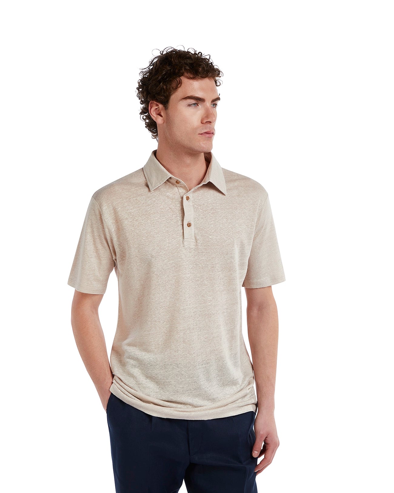 Polo Marcos de lino puro color beige