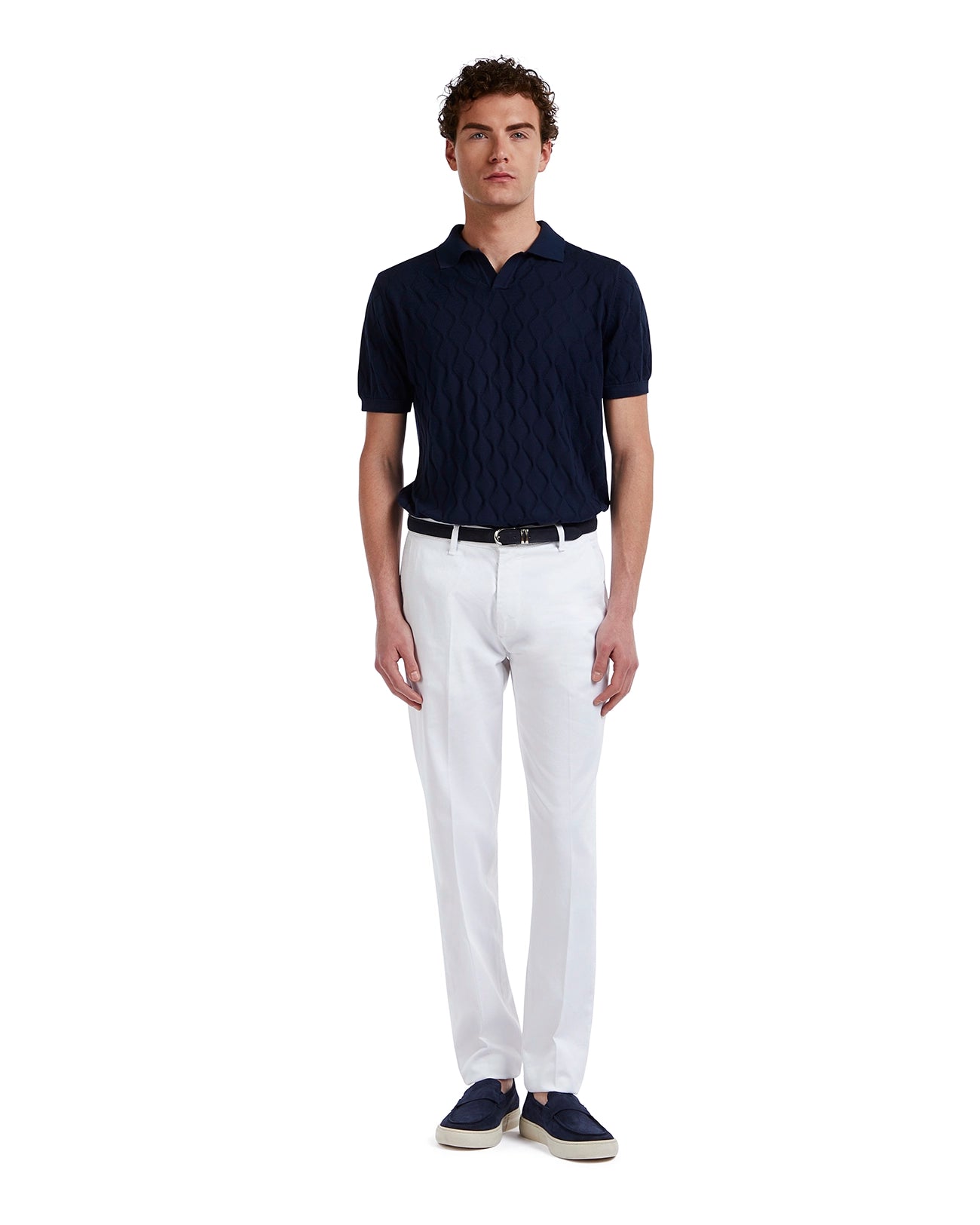 Polo Peter a onde in maglia blu