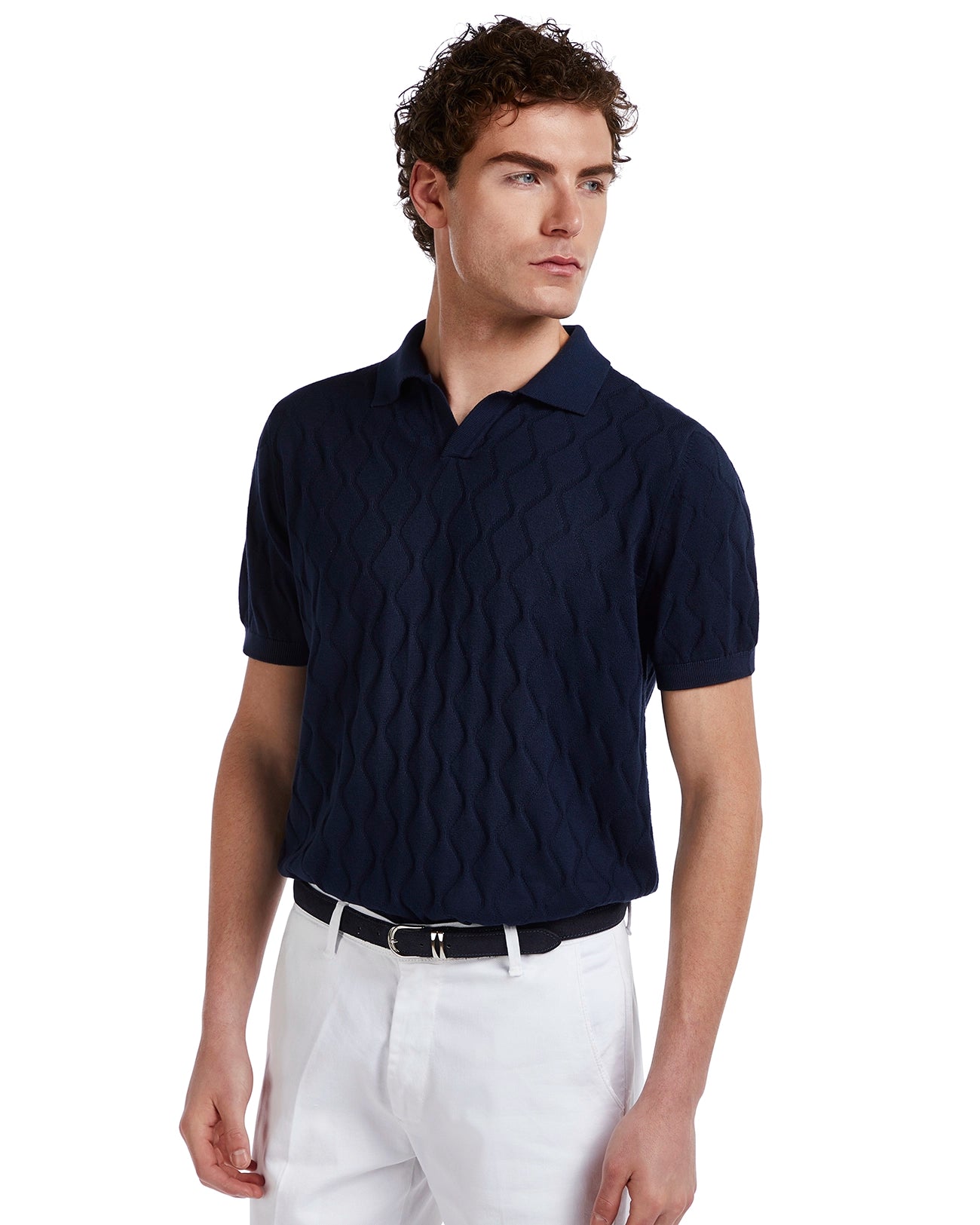 Polo Peter a onde in maglia blu