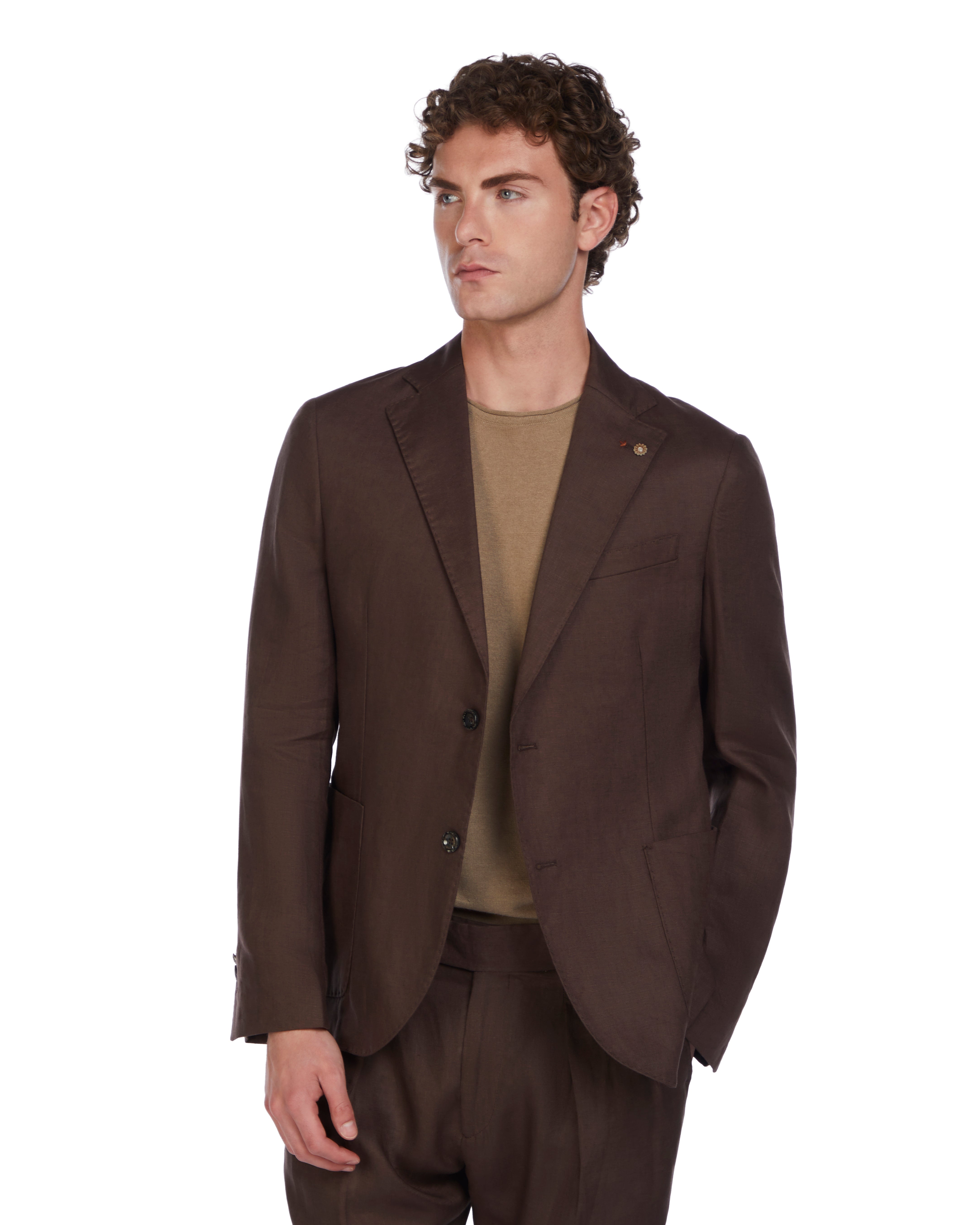 Narni jacket in pure dark brown linen