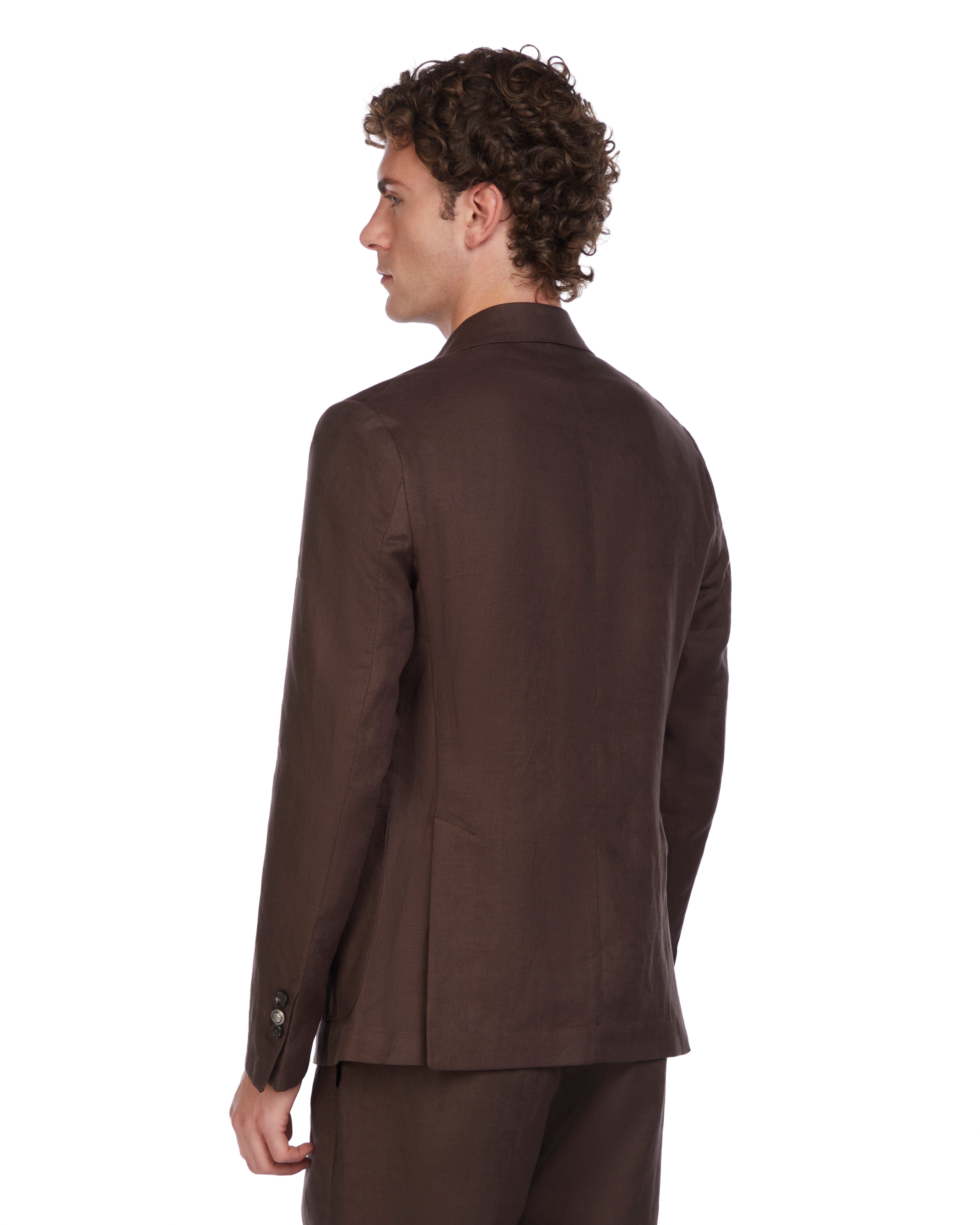Narni jacket in pure dark brown linen