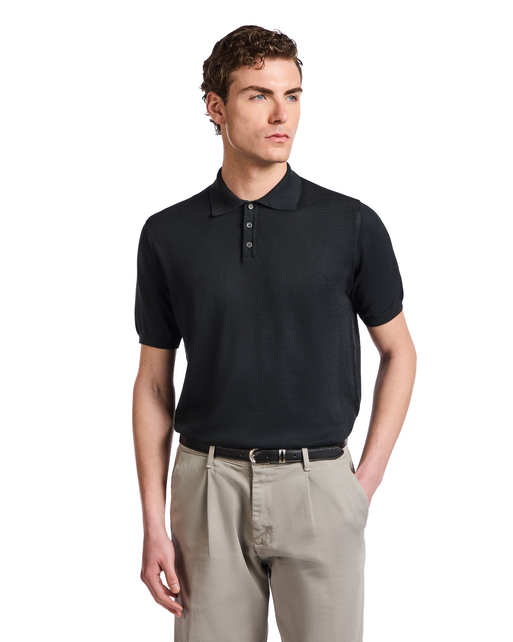 Roger Polo in black knit