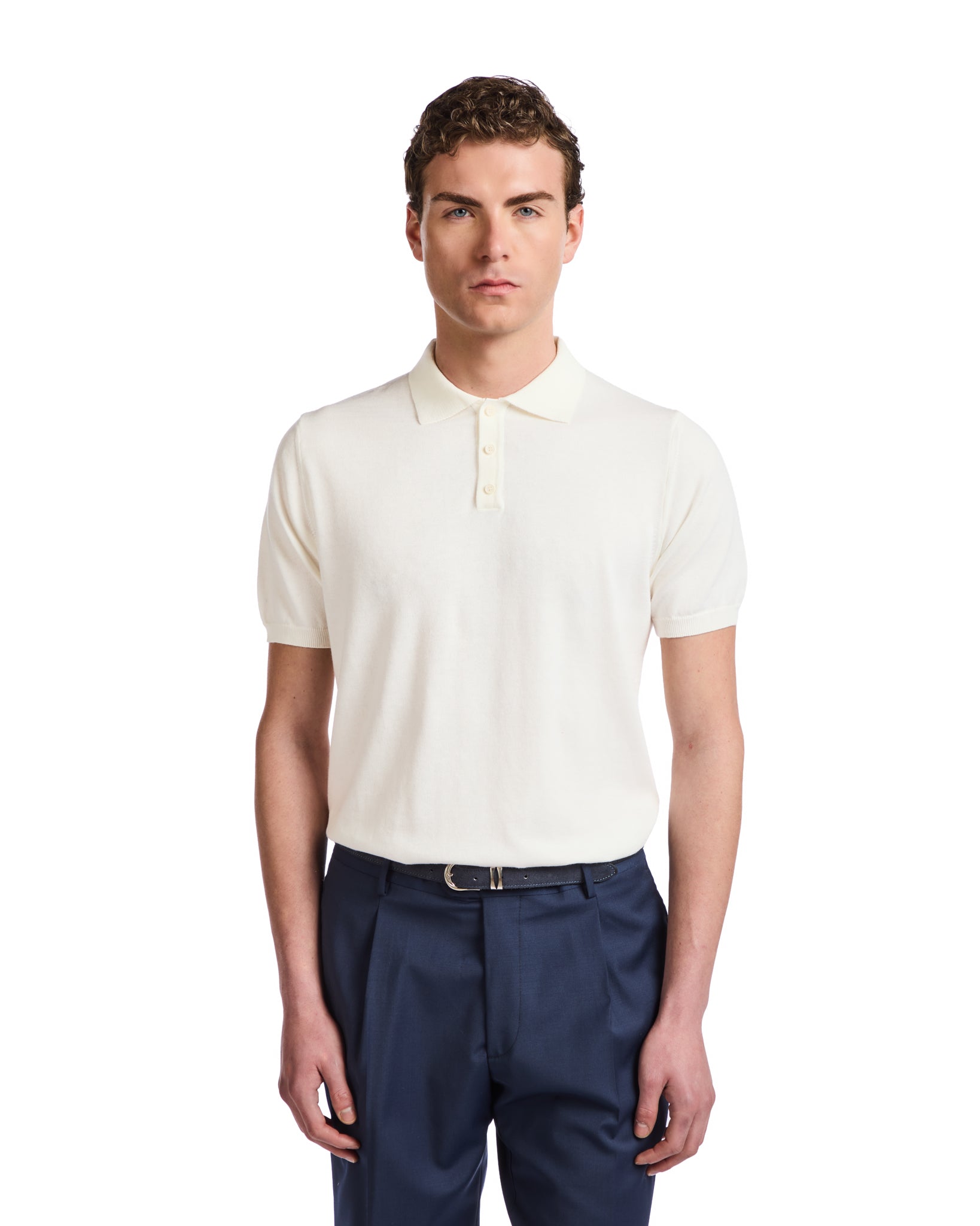 Roger polo shirt in cream knit