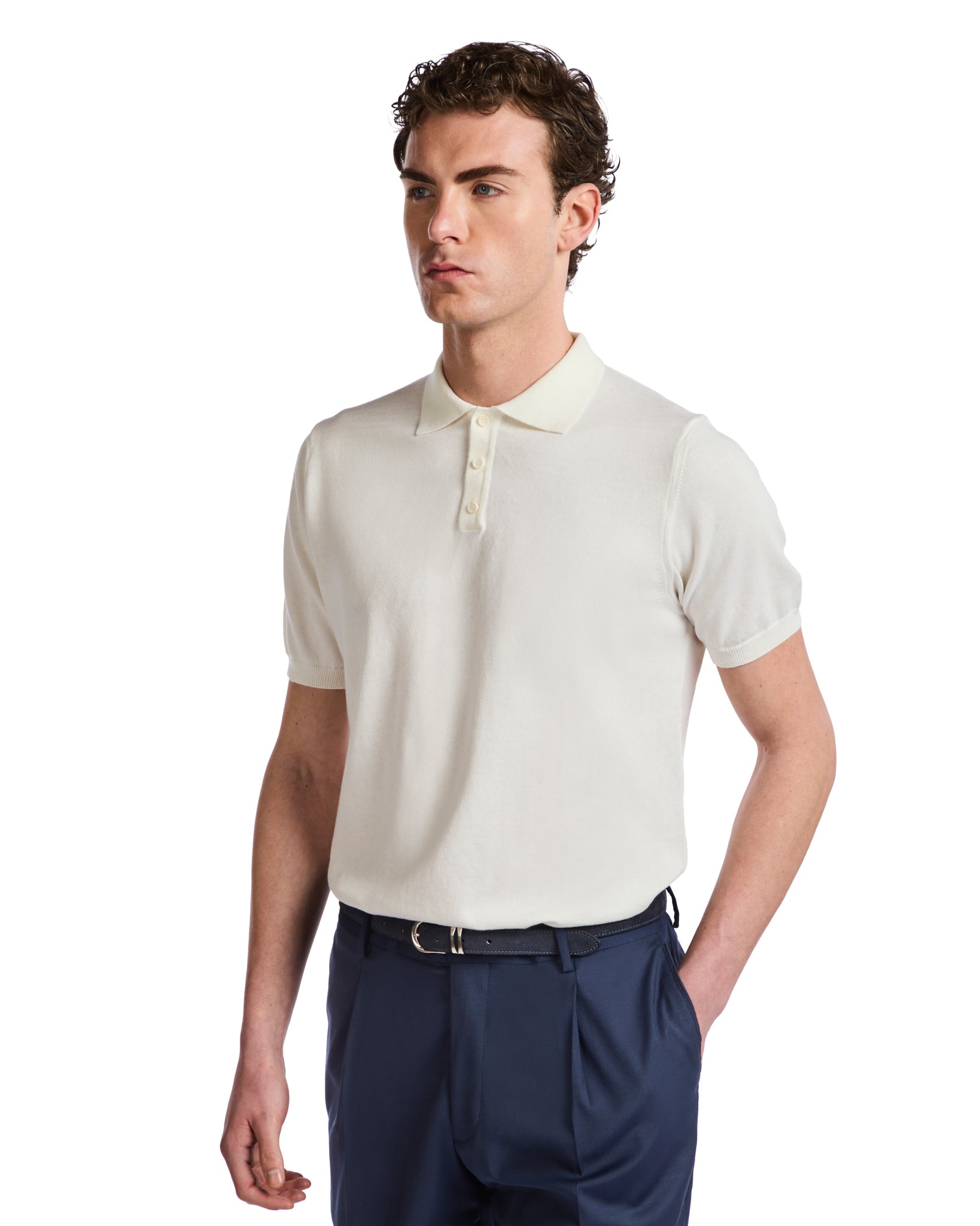 Roger polo shirt in cream knit