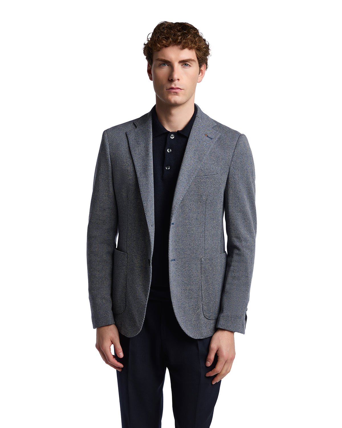 Blue herringbone Ruins jacket