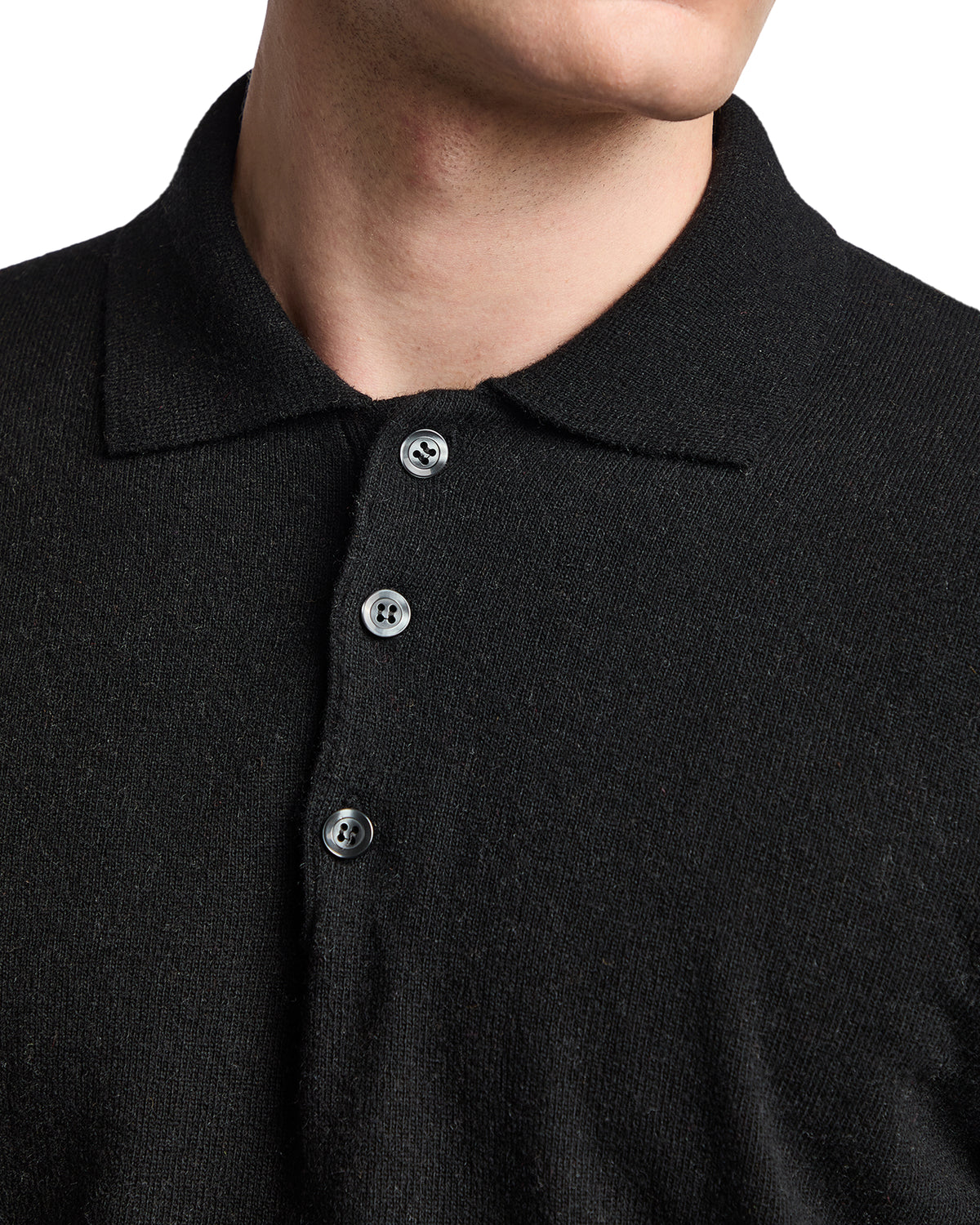 Tiger Polo in black cashmere blend